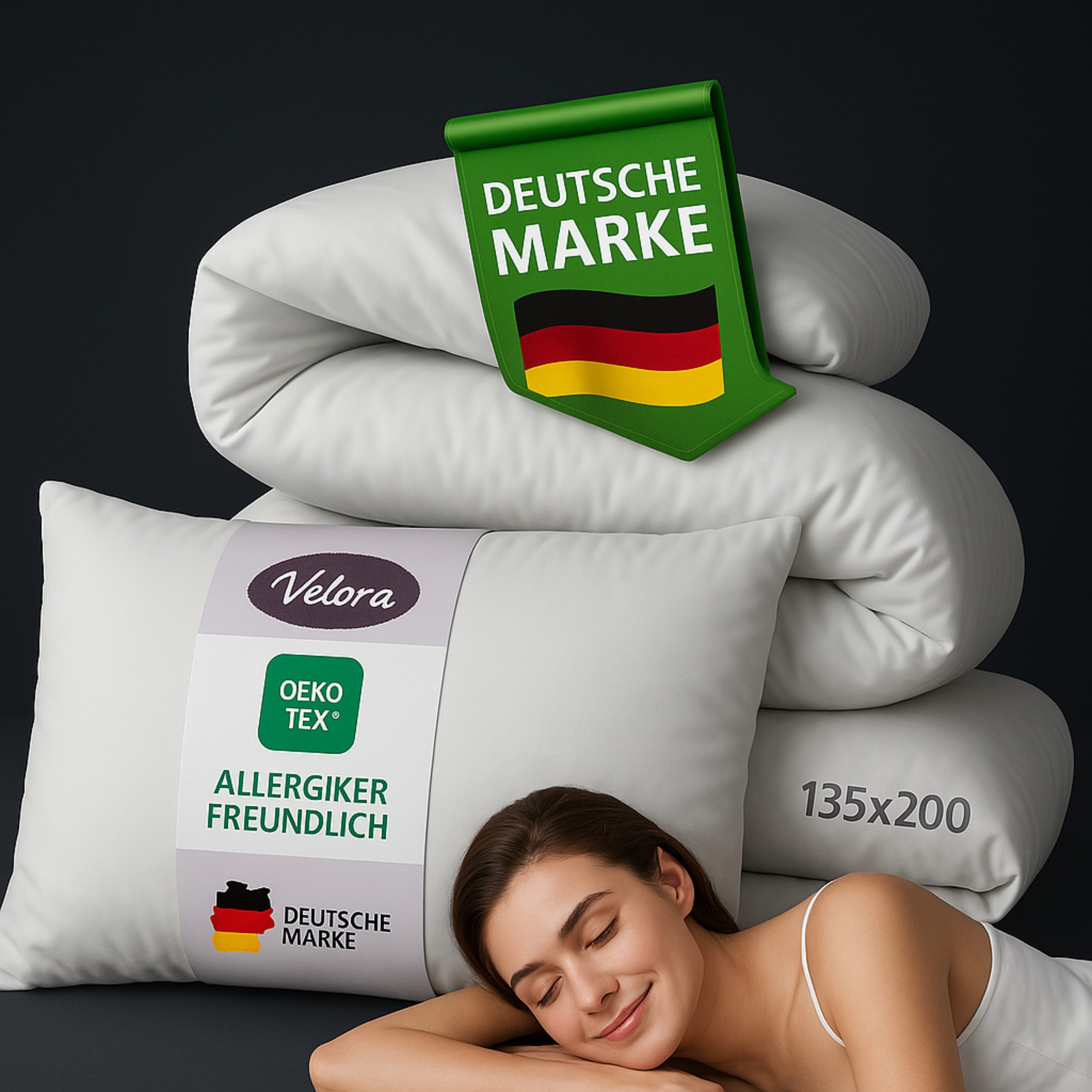 VELORA Bett-Set Velora Bettdecke & Kopfkissen – atmungsaktiv & allergikerfreundlich, Füllung: 100% Polyester, Bettwaren Set - 135x200 - 40x80 - 135x200 - 80x80