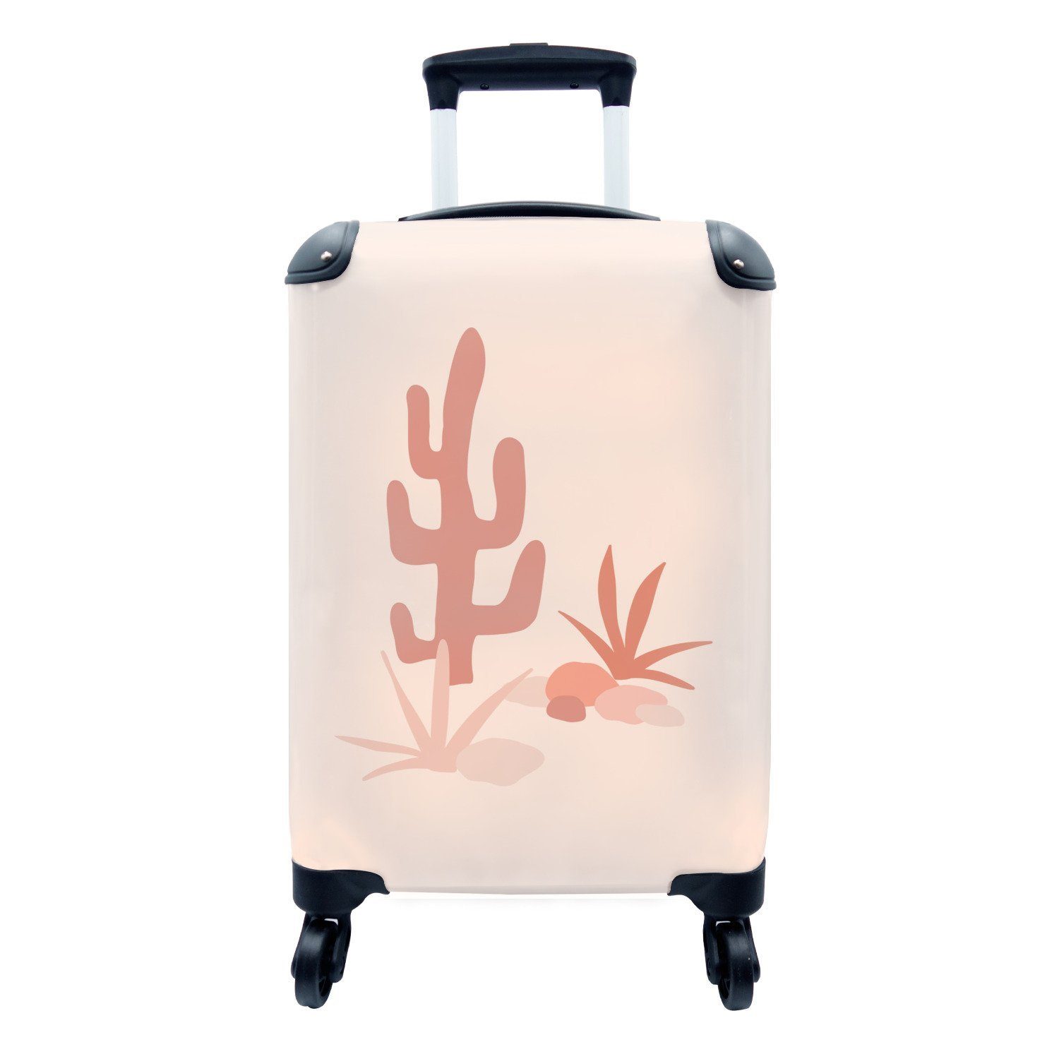 MuchoWow Handgepäckkoffer Kaktus - Gestaltung - Pastell, 4 Rollen, Reisetasche mit rollen, Handgepäck für Ferien, Trolley, Reisekoffer