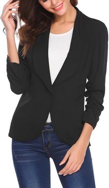 Opspring Kurzblazer Blazer Damen Elegant Sportlich Longblazer 3/4 Arm Business Büro Jacke