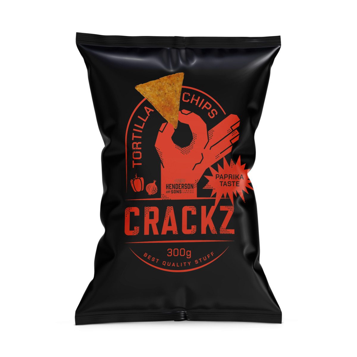 HENDERSON & SONS Knabberei, CRACKZ Tortilla Chips Paprika Crunch mit würziger Paprikanote 300g