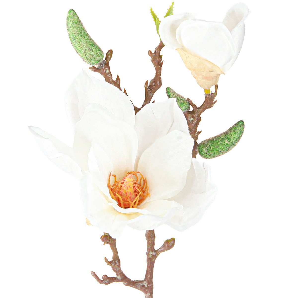 Kunstblume Dekorativer Magnolienzweig für Frühlingsdeko und, 2 Stück, Florists Products, Höhe 2 cm