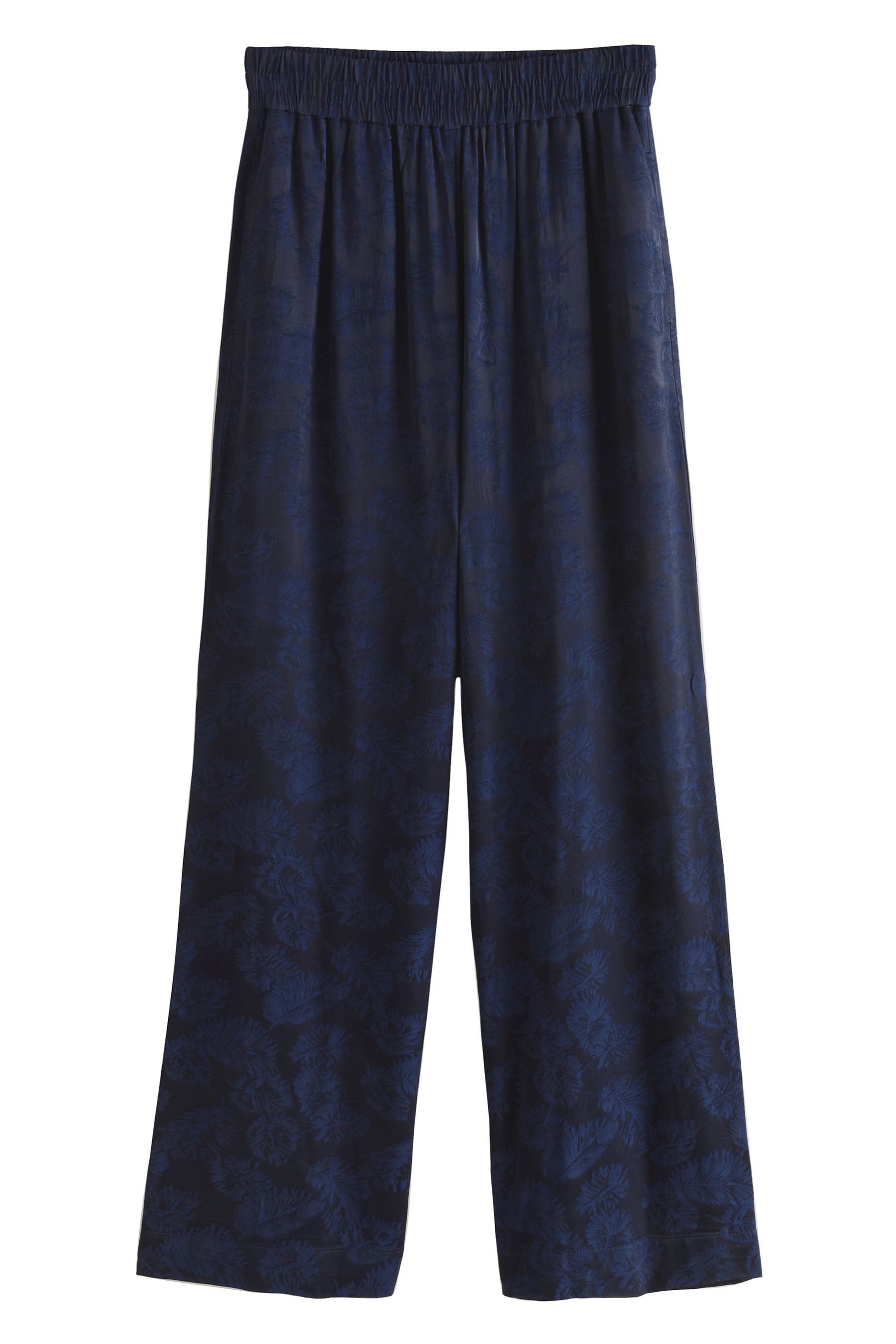 Palazzohose Satin-Jacquardhose mit weitem Beinschnitt