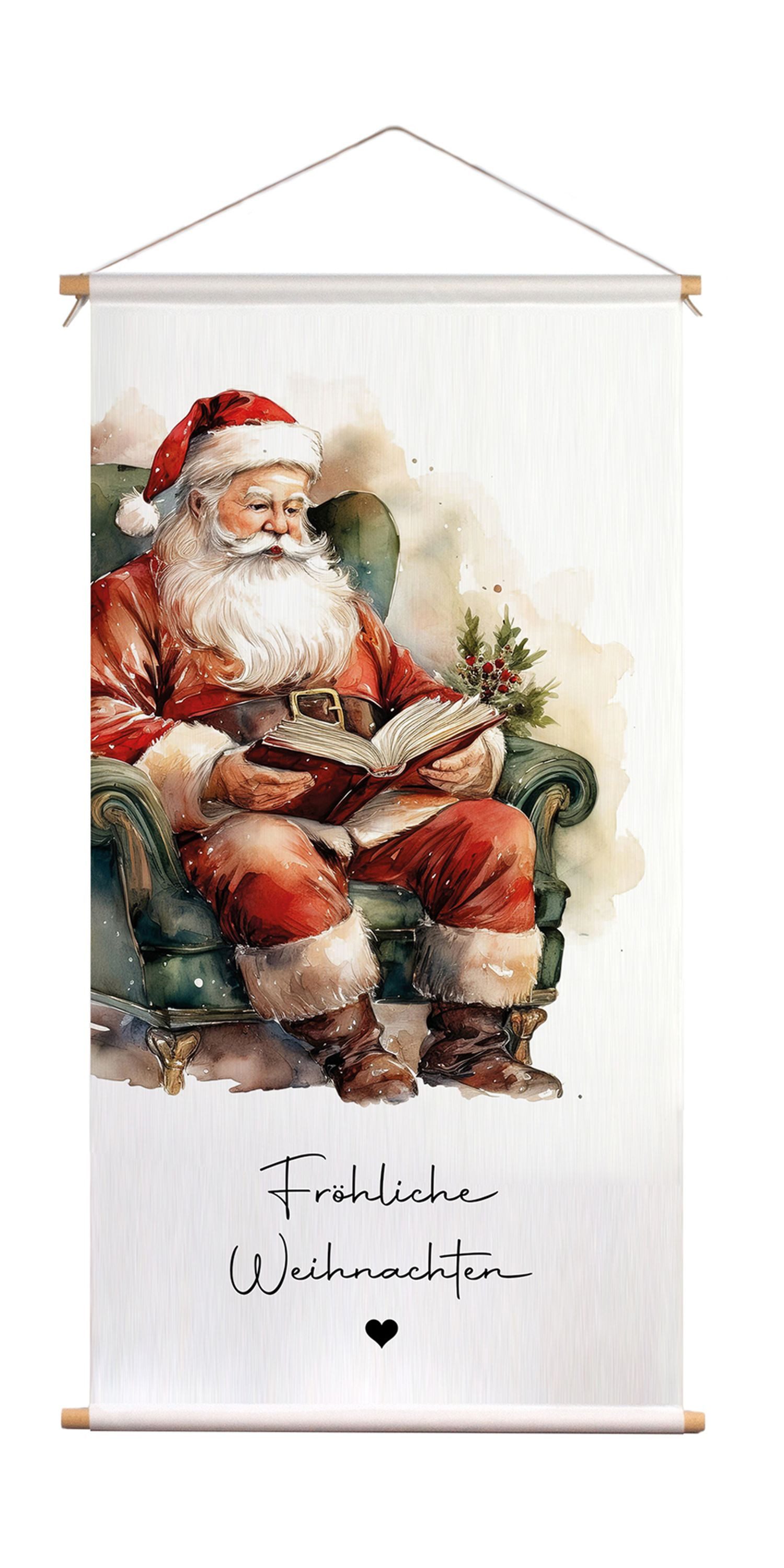 artissimo Poster XXL-Poster Weihnachten 60x120cm Bild Skandi Weihnachtsdeko Vintage, XXL-Weihnachtsdeko: Textil-Poster mit Weihnachtsmann