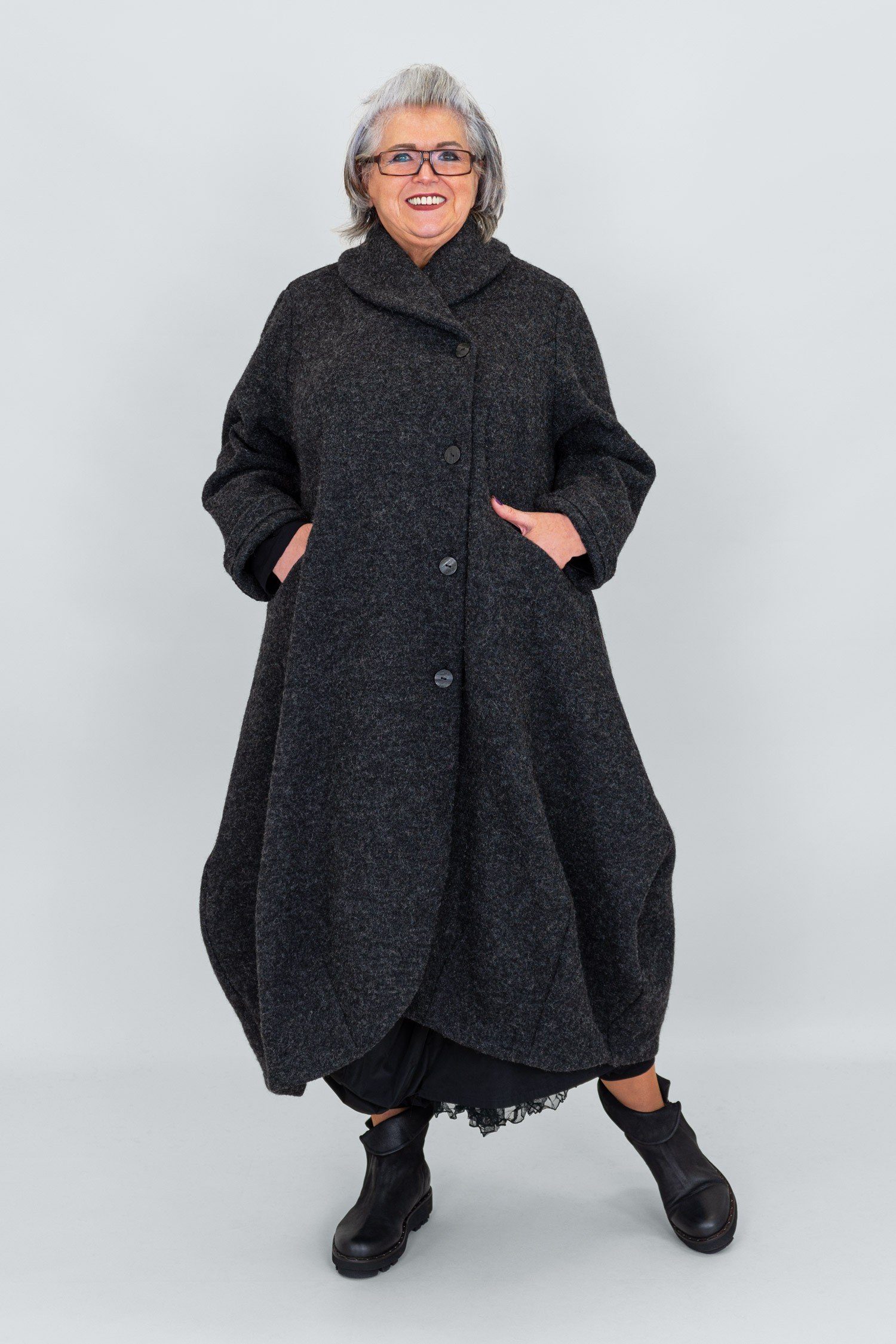 déjà vu Fashion Wollmantel Sesara Mantel im Oversized Look aus 100% Wolle in anthrazit (1-tlg)