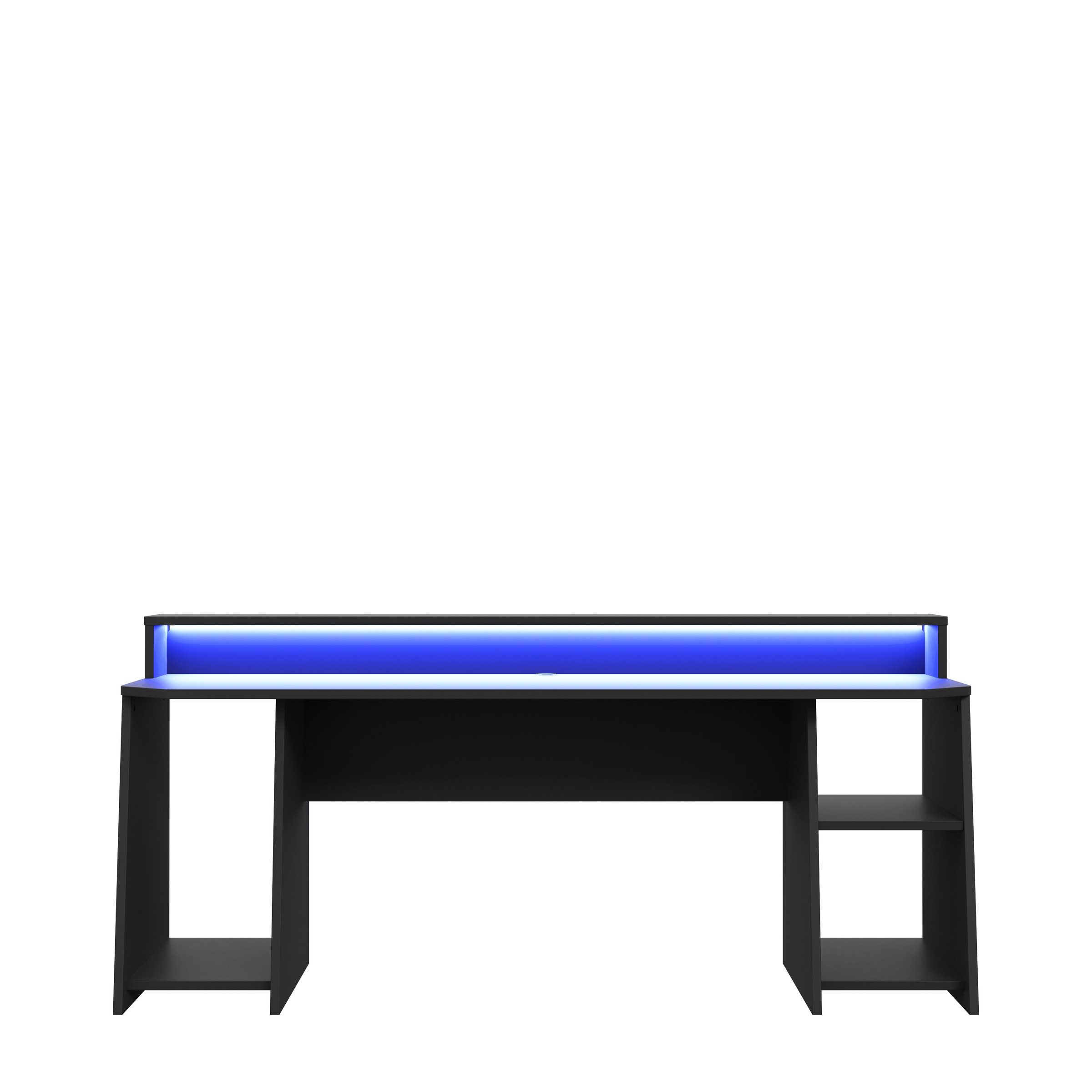 freiraum Gamingtisch TEZAUR, LED-Wechselbeleuchtung, Fächer, schwarz matt - 200x91,1x72cm (B/H/T)