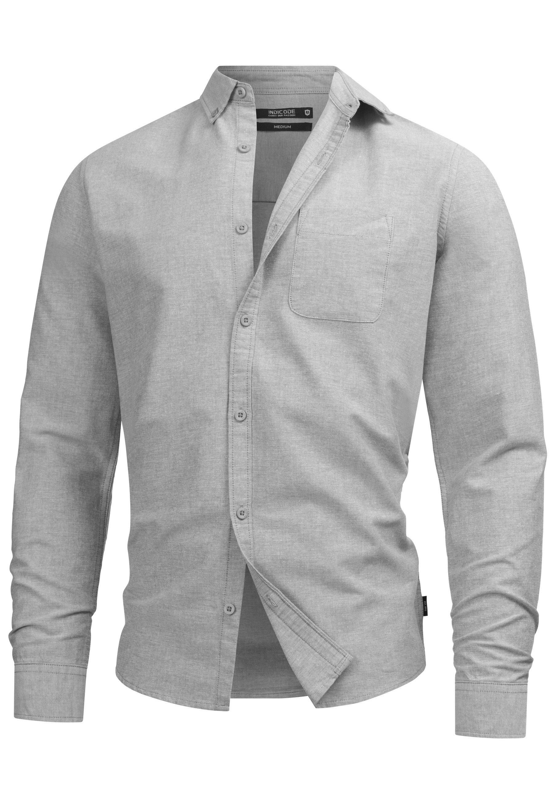 Indicode Langarmhemd Herren Kepner Herrenhemd Langarm mit Button-Down-Krage günstig online kaufen