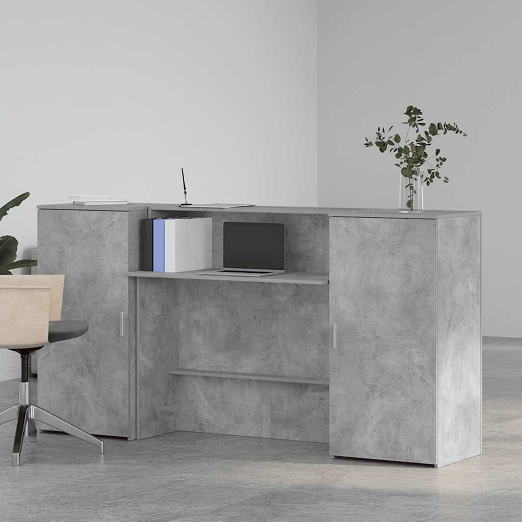 vidaXL Schreibtisch Empfangstheke Betongrau 200x50x103,5 cm Holzwerkstoff