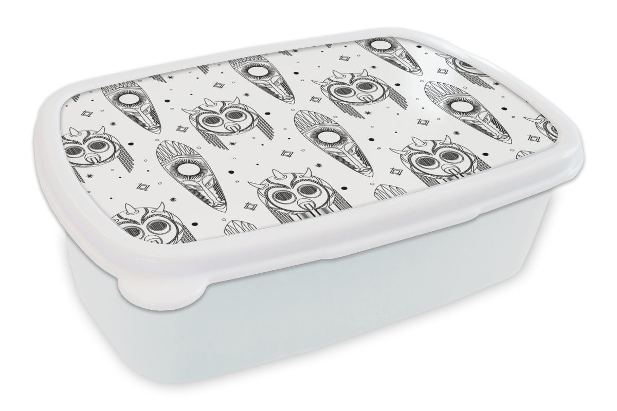 MuchoWow Kinder Kunststoff, - Erwachsene, Mädchen Lunchbox Muster, für Masken für Schwarz weiß Maya und - Jungs Brotdose, (2-tlg), - und Brotbox und