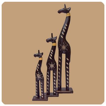 SIMANDRA Skulptur Giraffe 3er-Set, afrikanische Holzfigur