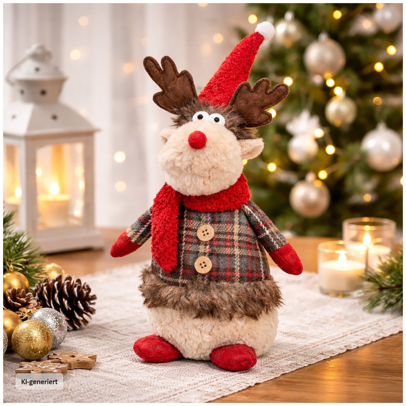 HTI-Living Weihnachtsfigur Weihnachts Rentier Dekofigur 40 cm Stofffigur Weihnachtsdeko (1 Stück)