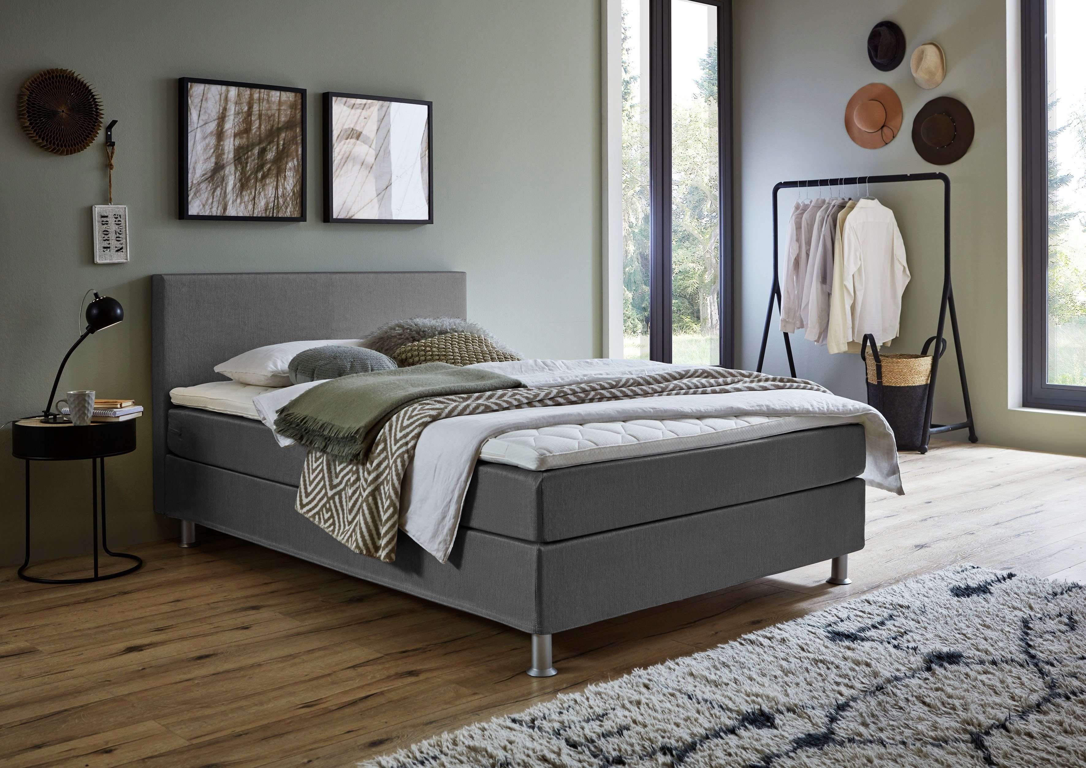 ATLANTIC home collection Boxbett Edison, inkl. Bonnellfederkern-Matratze und Topper