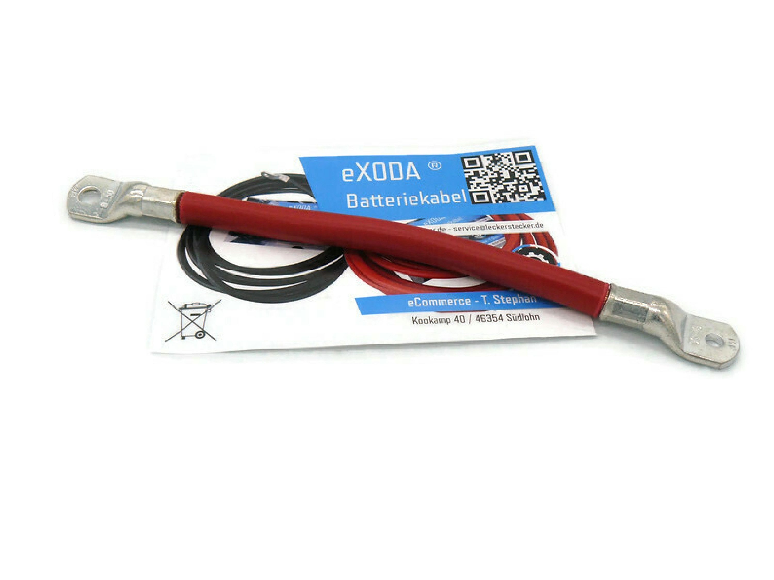 eXODA 50 mm2 M6 M8 Batteriekabel, Rot, (20 cm), 99% Kupfer