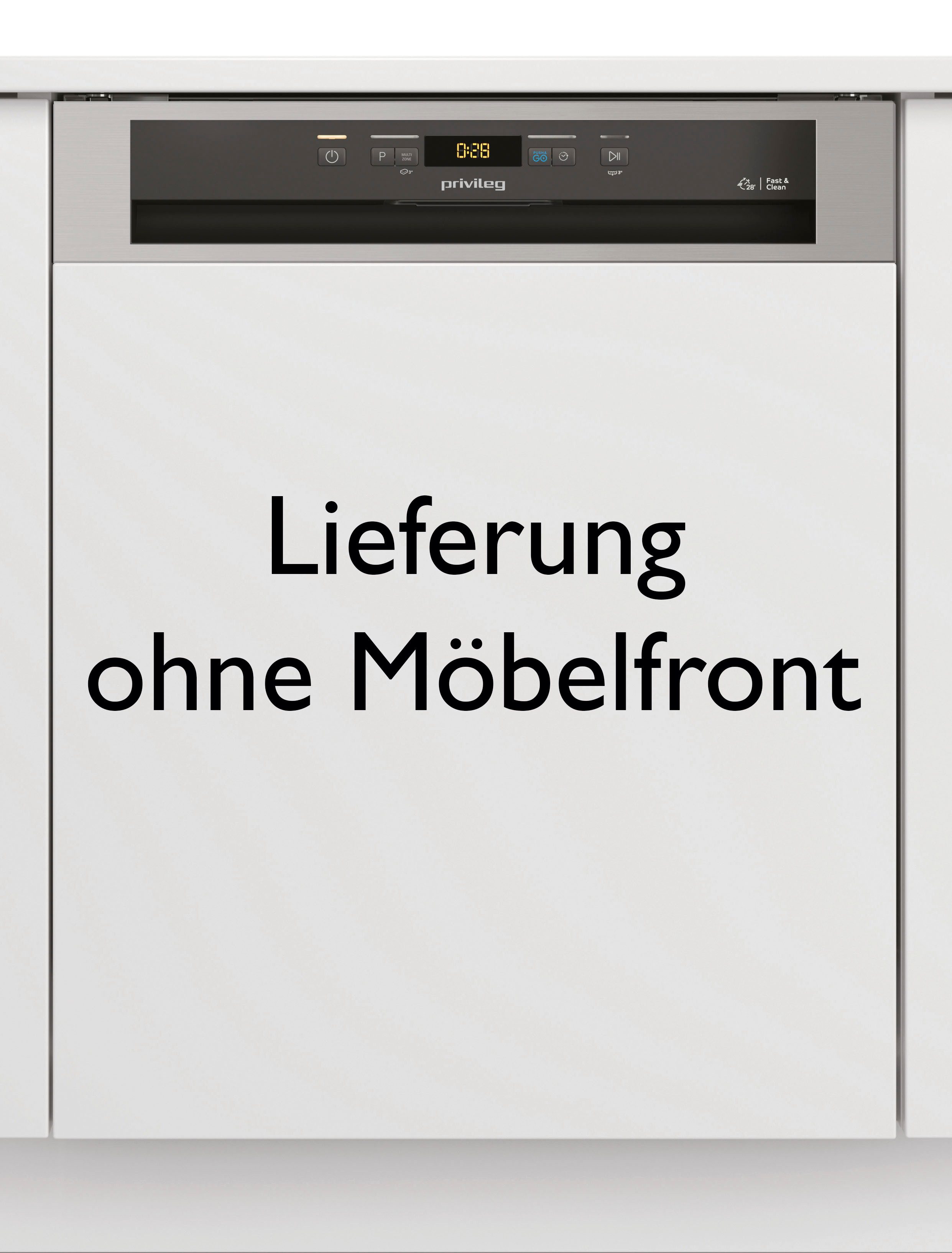 Privileg teilintegrierbarer Geschirrspüler P0B ECO D551 X, 14 Maßgedecke, Fast&Clean 28’ – das effektive Reinigungsprogramm unter 28 Minuten