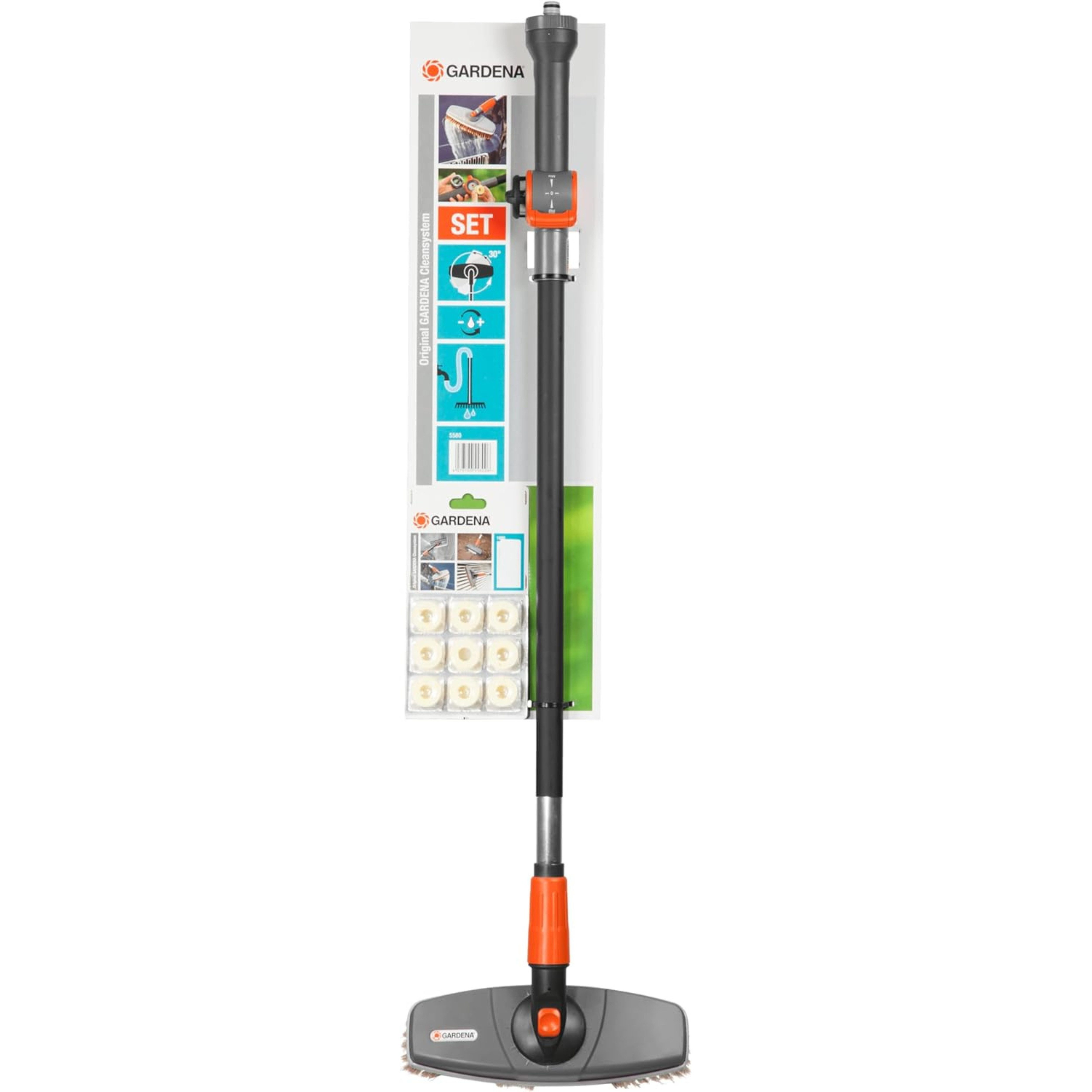 GARDENA Autowaschbürste Praktisches Reinigungsset für die Autowäsche Soft (5580-20), Gardena, (3-tlg., Enthält Cleansystem Waschbürste, Wasserstiel 90 cm und Shampoo), Länge verstellbar