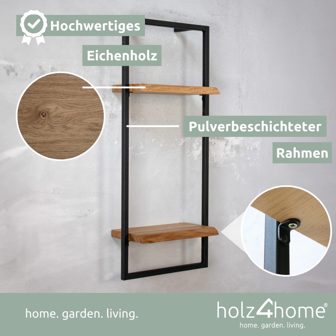holz4home® Wandregal Natur Eiche mit Metallrahmen günstig online kaufen