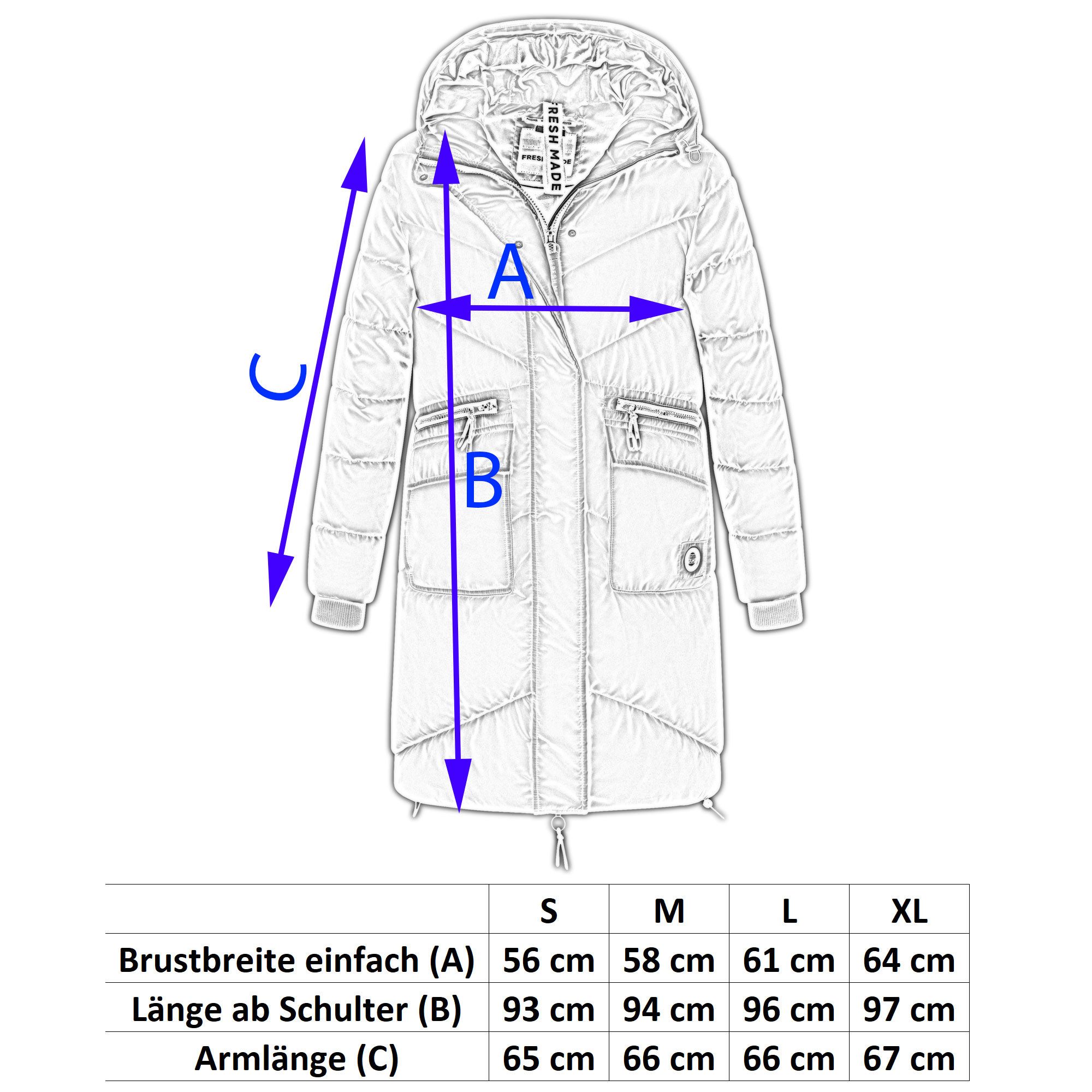 SUBLEVEL Steppjacke Damen Mantel mit Kapuze lange Winter Jacke Langer Parka S-5XL