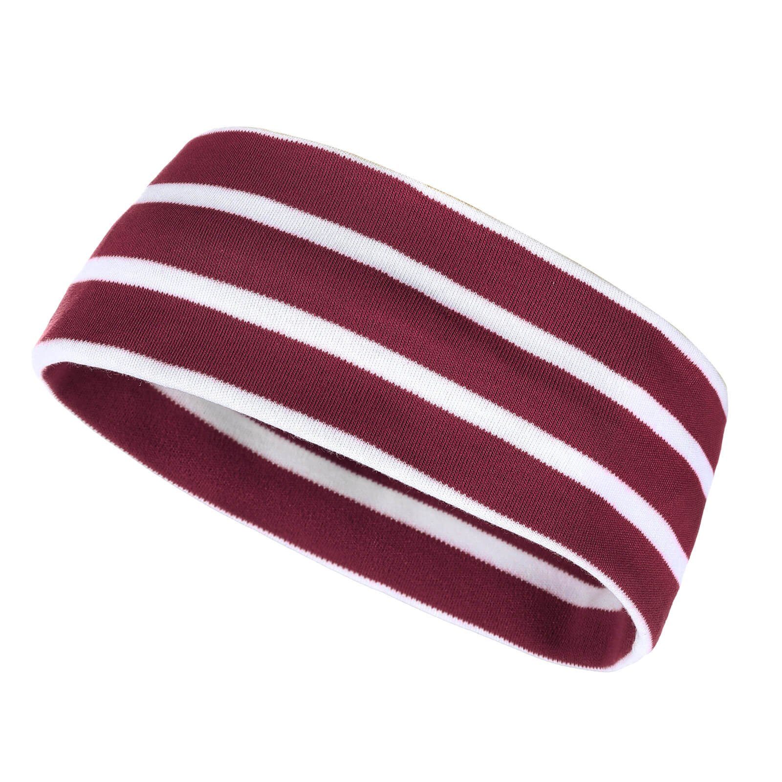 modAS Stirnband Unisex Kopfband Maritim für Kinder und Erwachsene zweilagig Baumwolle (97) vino / weiß