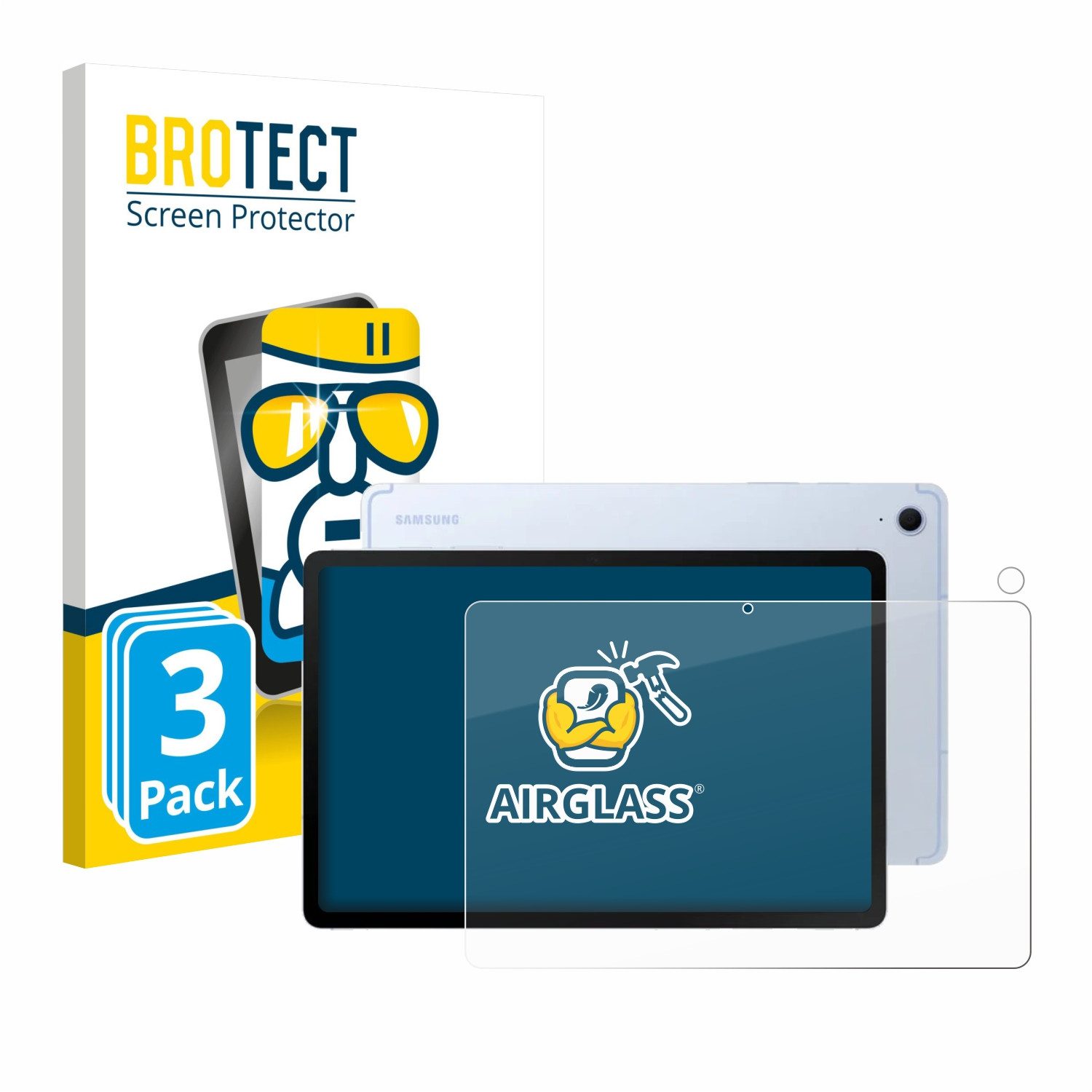 BROTECT Displayschutzglas Folie für Samsung Galaxy Tab S10 FE (Display+Kamera), 3 Stück, Schutzfolie Glas Panzer Display Schutz klar