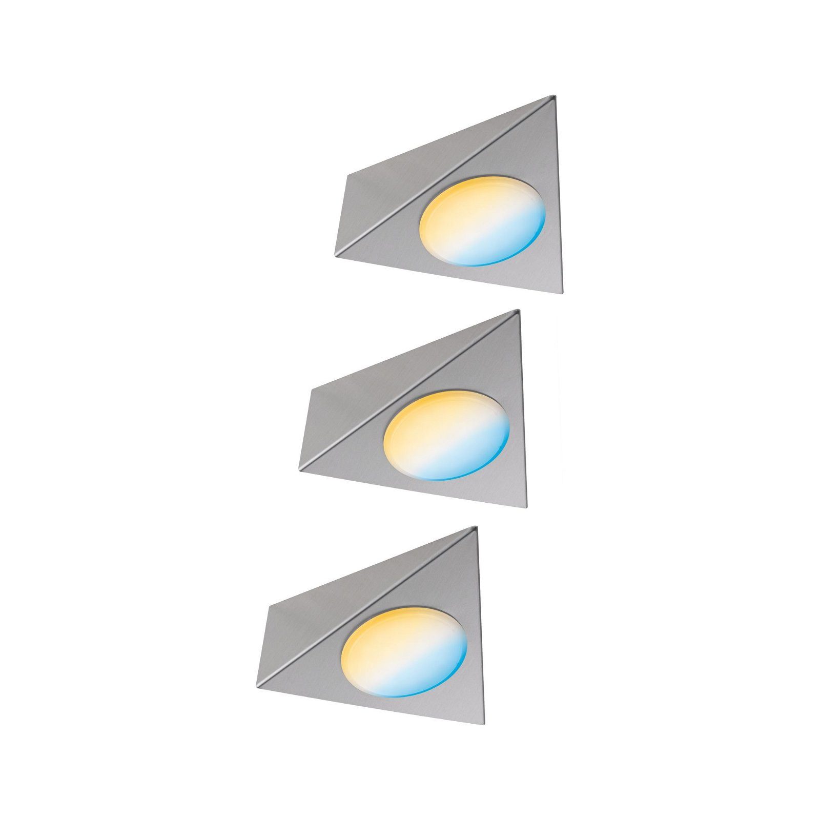 Paulmann Unterschrankleuchte Clever Connect Trigo 3x2,1W 12VA DC 12V Nickel gebürstet/Metall, LED fest integriert, Tageslichtweiß, Starter-Set, 2700-6500K