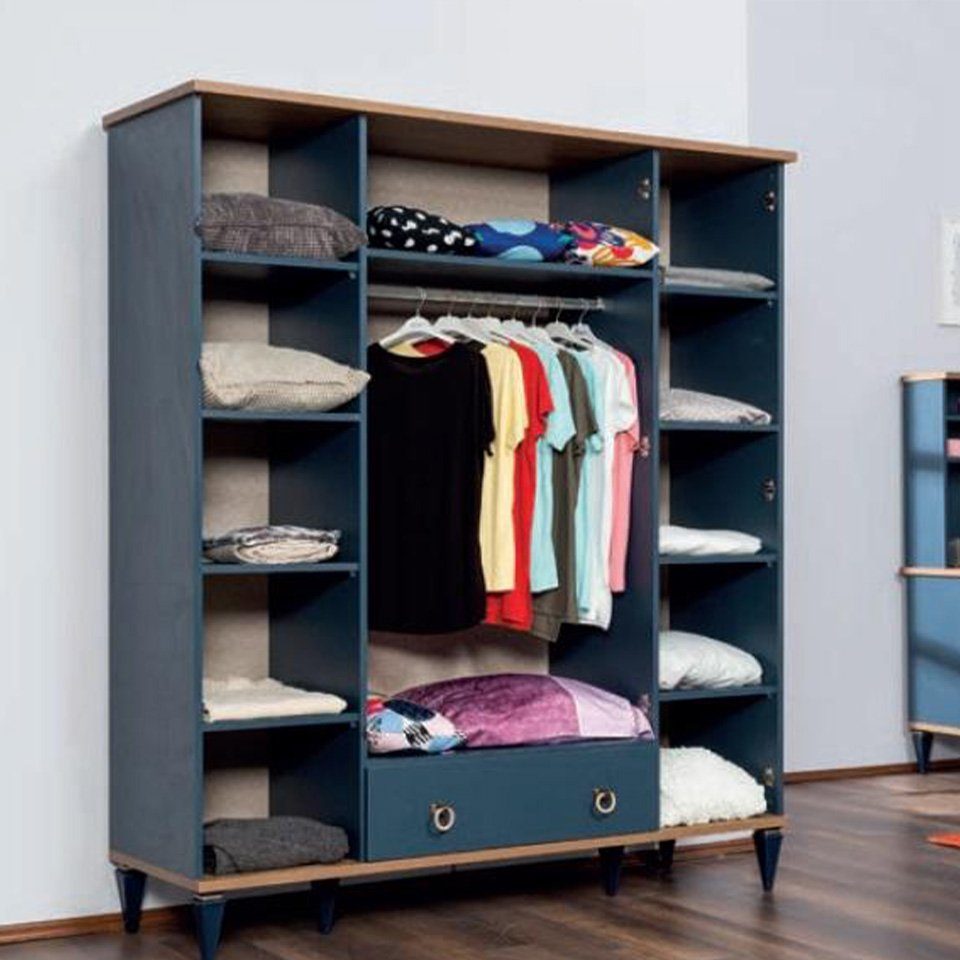 JVmoebel Kleiderschrank Blauer Kleiderschrank für modernes Jugendzimmer aus robustem Material (Kleiderschrank) Made in Europa