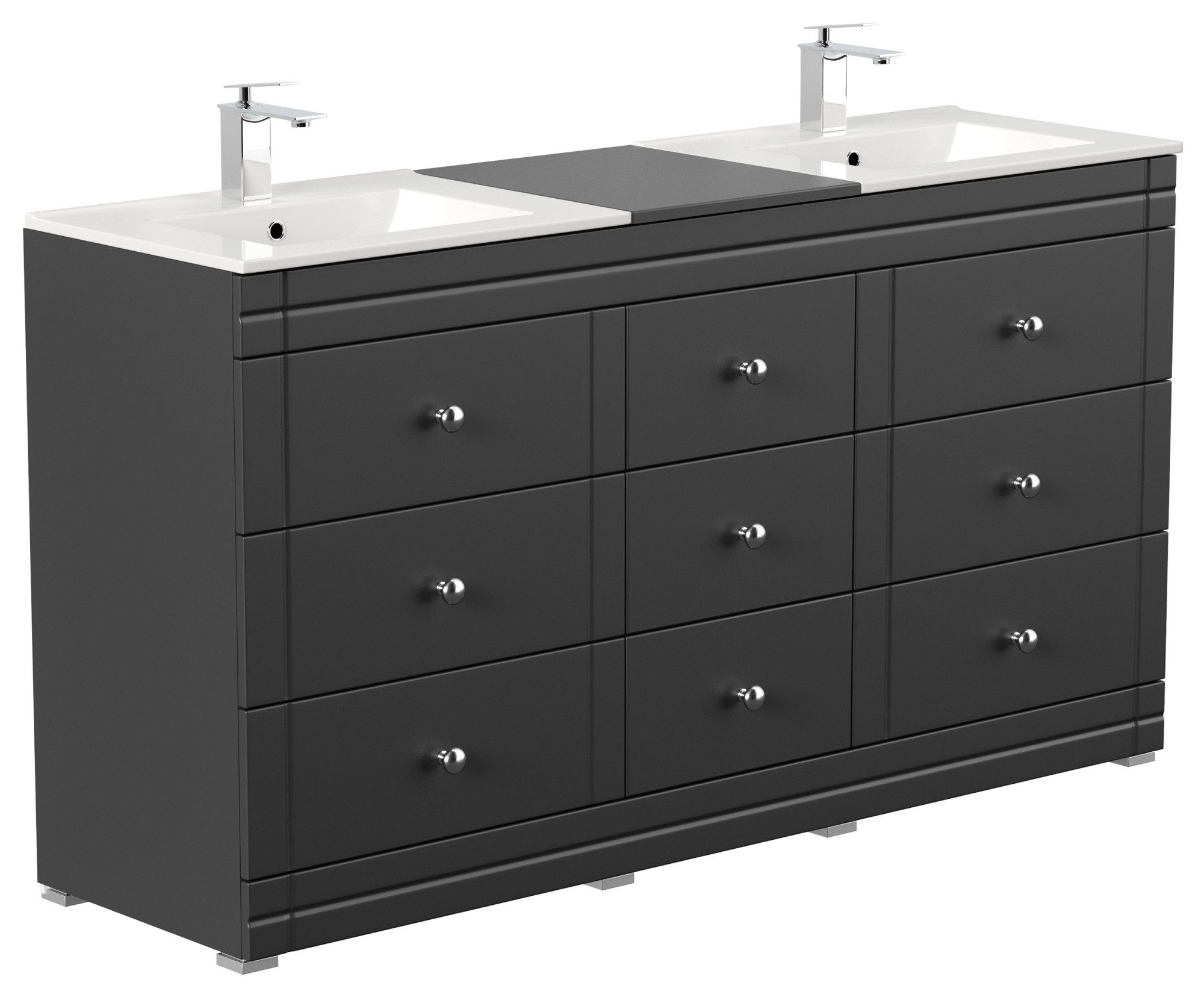 Magnolia Home Doppelwaschtisch Stand Badmöbel Cosmo Klassik SoftClose schwarz