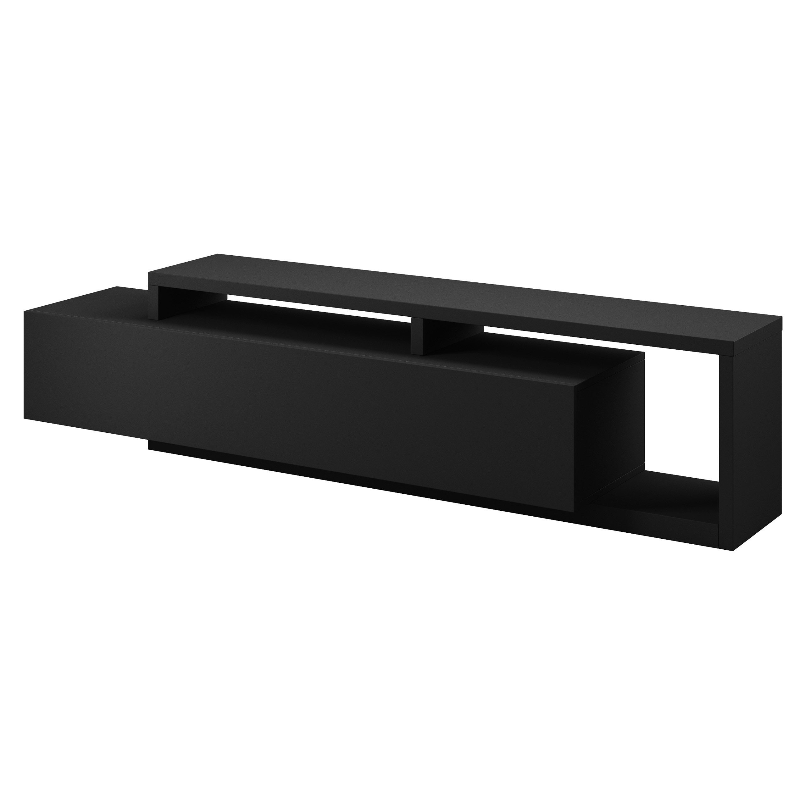 Masseno Lowboard BOTTEGA 219 cm TV-Schrank mit 2 Schubladen Schwarz