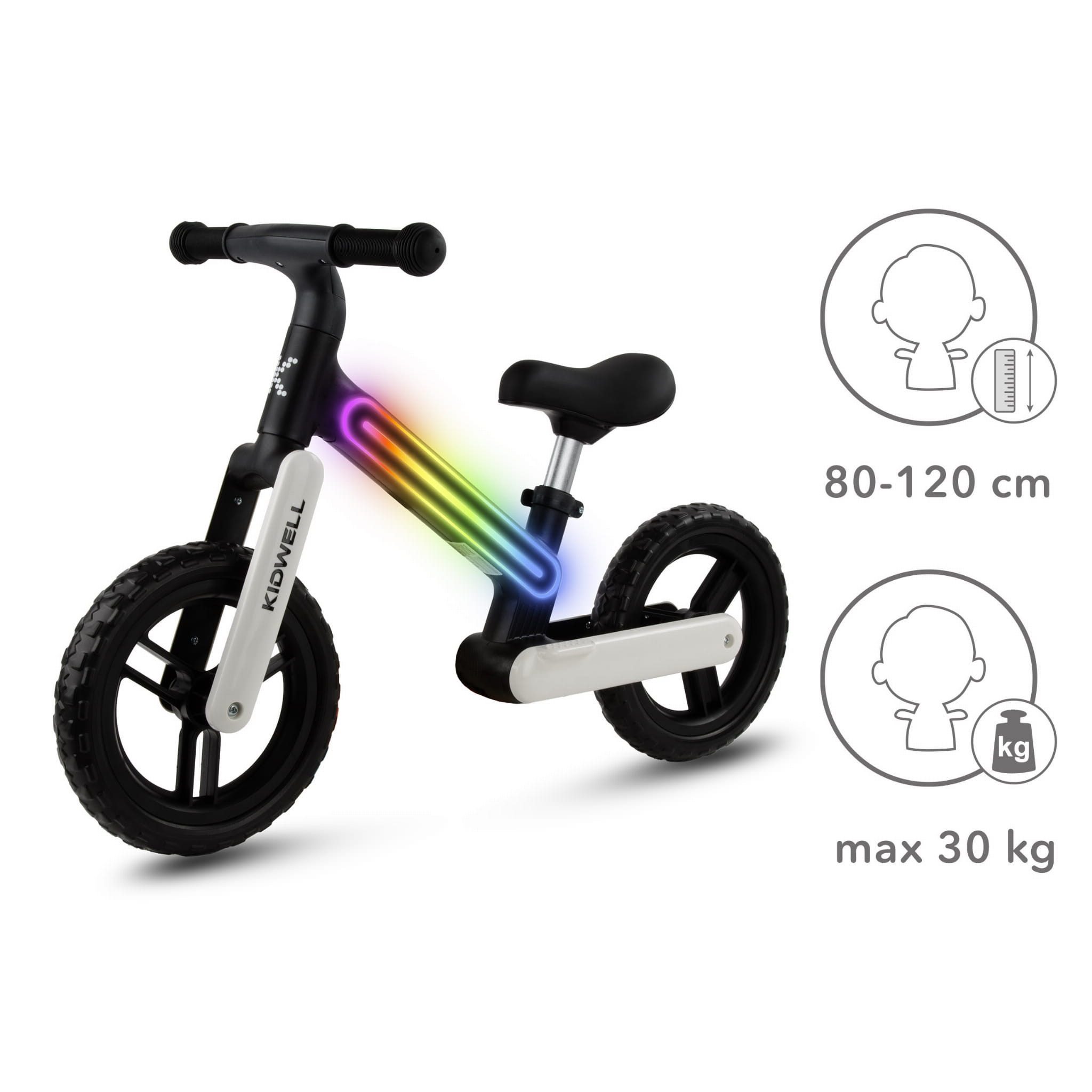 COIL Fahrrad-Laufrad Lauflernrad, Kinderlaufrad, Rutscher, Balance Bike, Nylonrahmen mit LED-Licht, EVA-Reifen, Gewicht: 3,05 kg