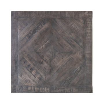 WOMO-DESIGN Beistelltisch Wohnzimmertisch Couchtisch Sofatisch Holztisch, Grau 60x60cm Quadratisch handgefertigt Mangoholz Parkettoptik