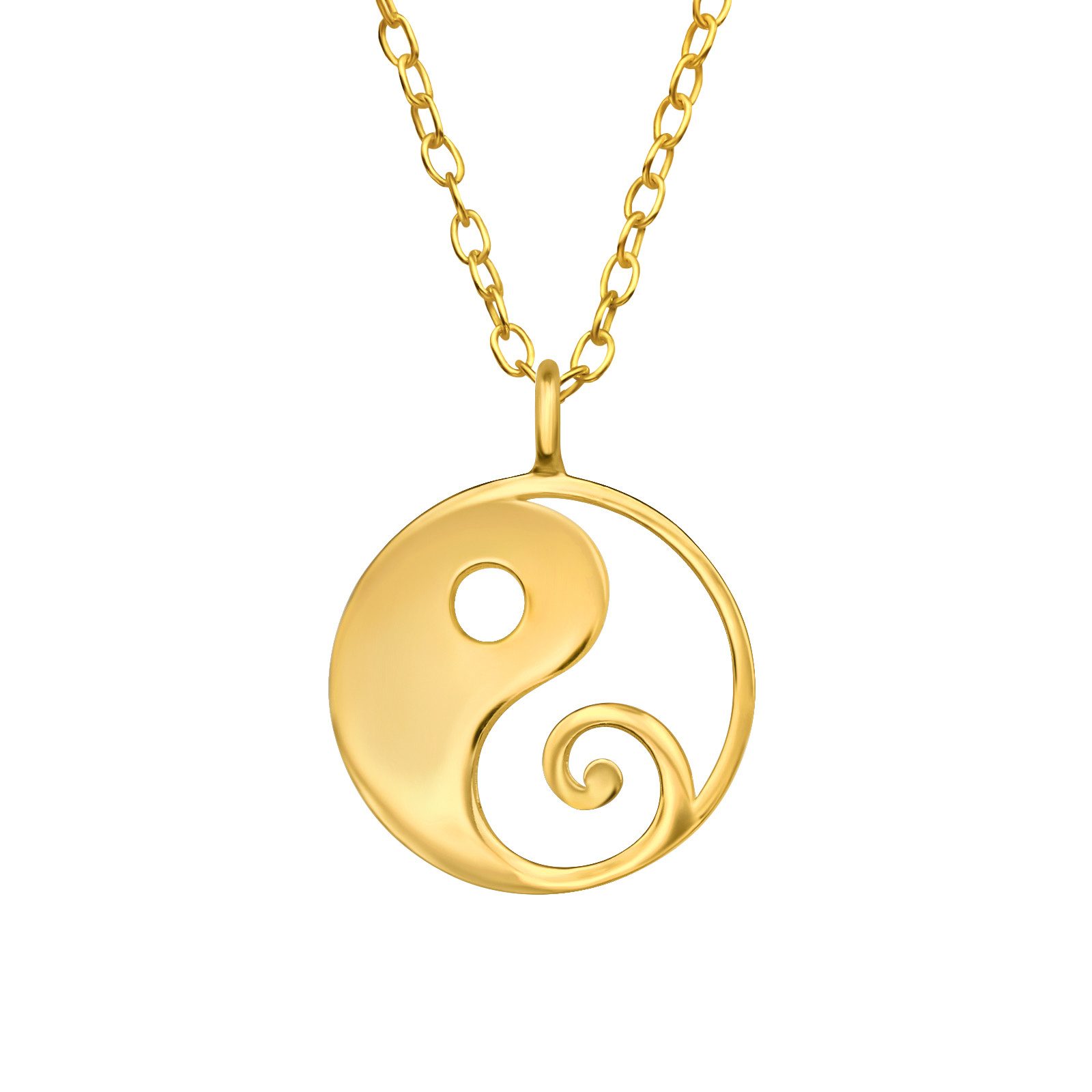 Kette mit Anhänger YIN YANG in Gold, 2-tlg.