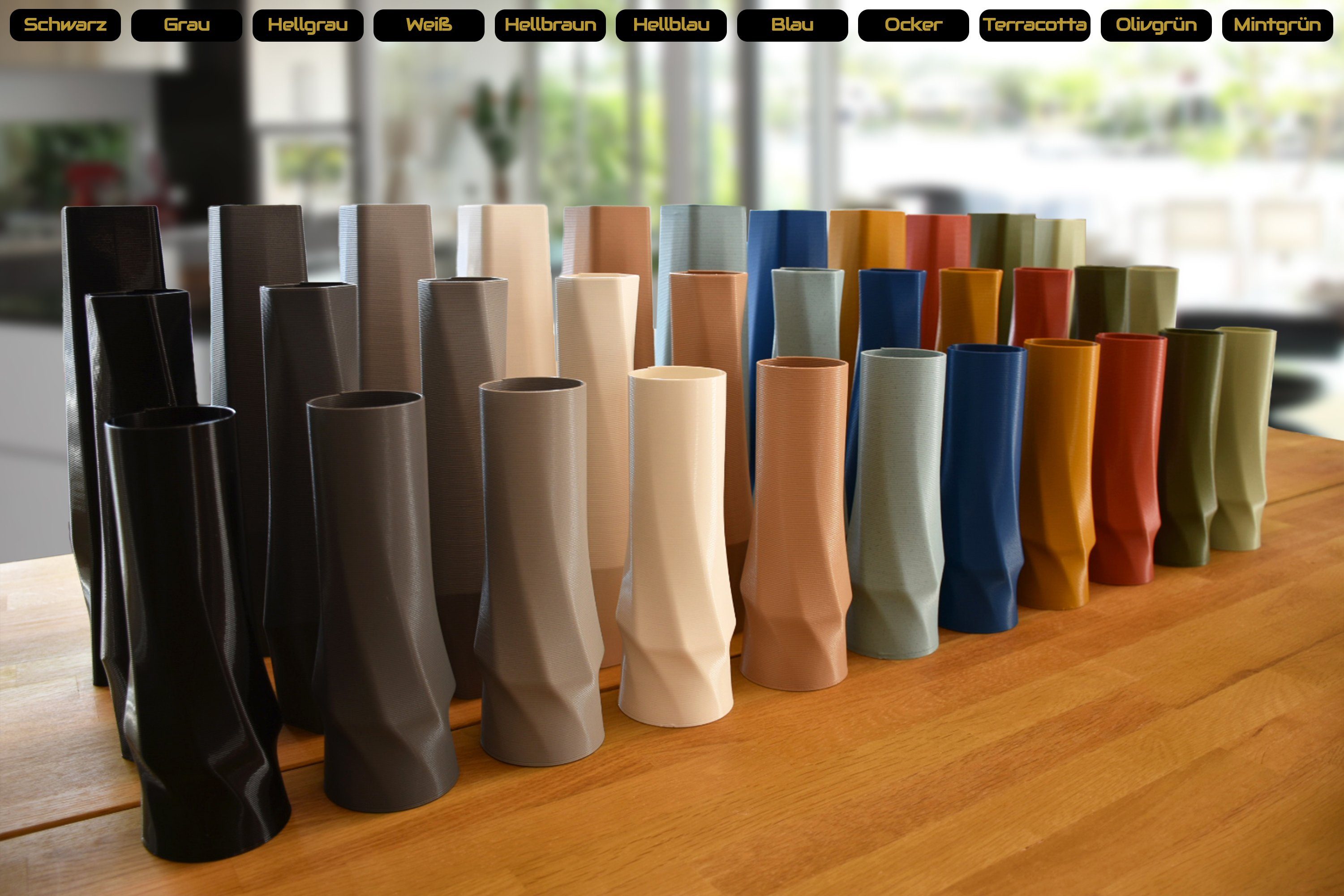 Shapes - the 3D-Druck 100% 1 viele Dekovase Materials Wasserdicht; circle des Terracotta Farben, (basic), Decorations Vasen, - vase (rot) innerhalb (Rillung) Struktur Leichte 3D Vase), (Einzelmodell
