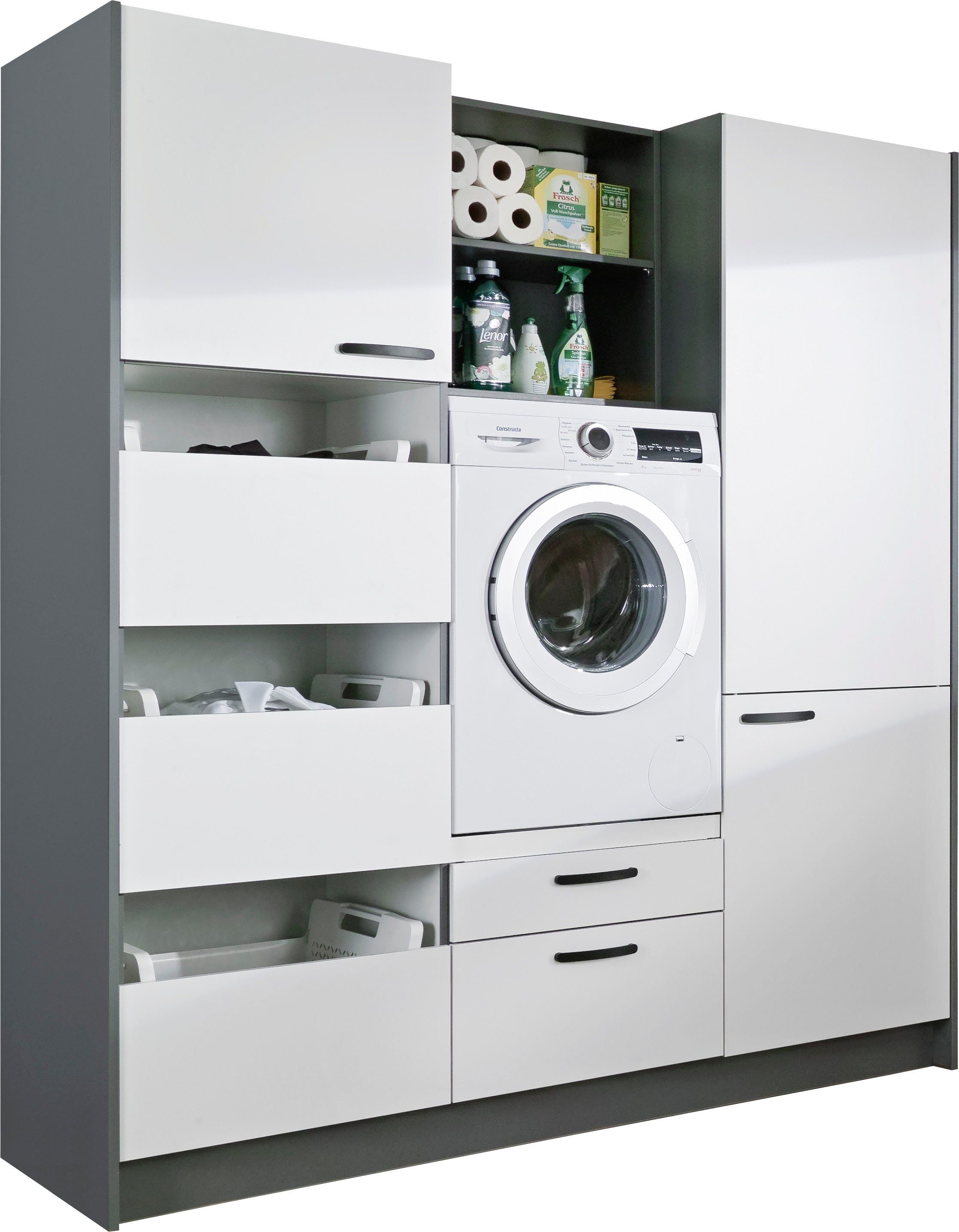 Express Küchen Schrank-Set Arta, (Komplett-Set, 7-St., ohne Geräte, vormontiert, mit Soft-Close-Funktion, Stellbreite 185 cm), ohne Geräte, vormontiert, mit Soft-Close-Funktion, Stellbreite 185cm