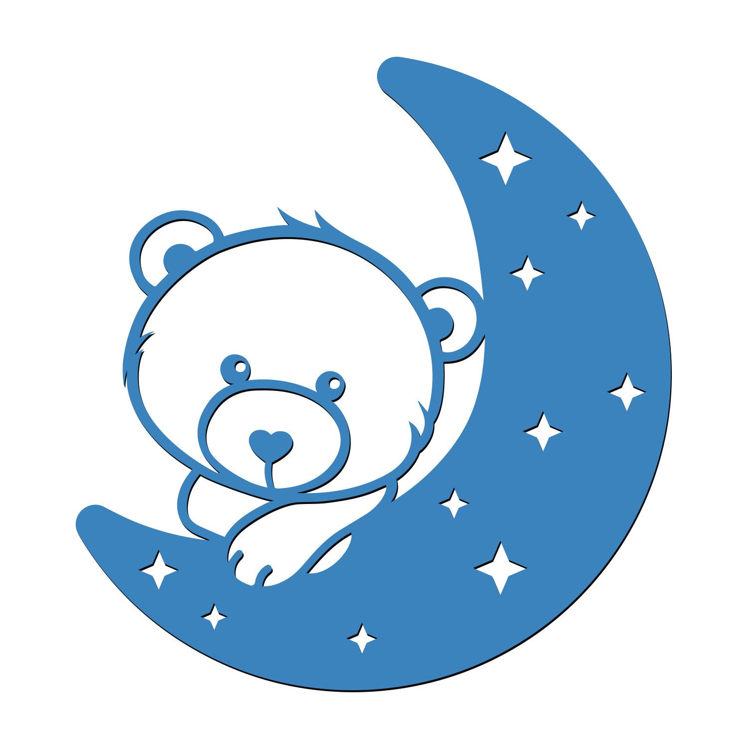Namofactur LED Nachtlicht Bär auf Mond - Schlaflicht mit Bären Motiv für Kleinkinder, Ohne Zugschalter/Stern, LED fest integriert, Warmweiß, Wanddekoobjekt Kinderzimmer Leuchte batteriebetrieben