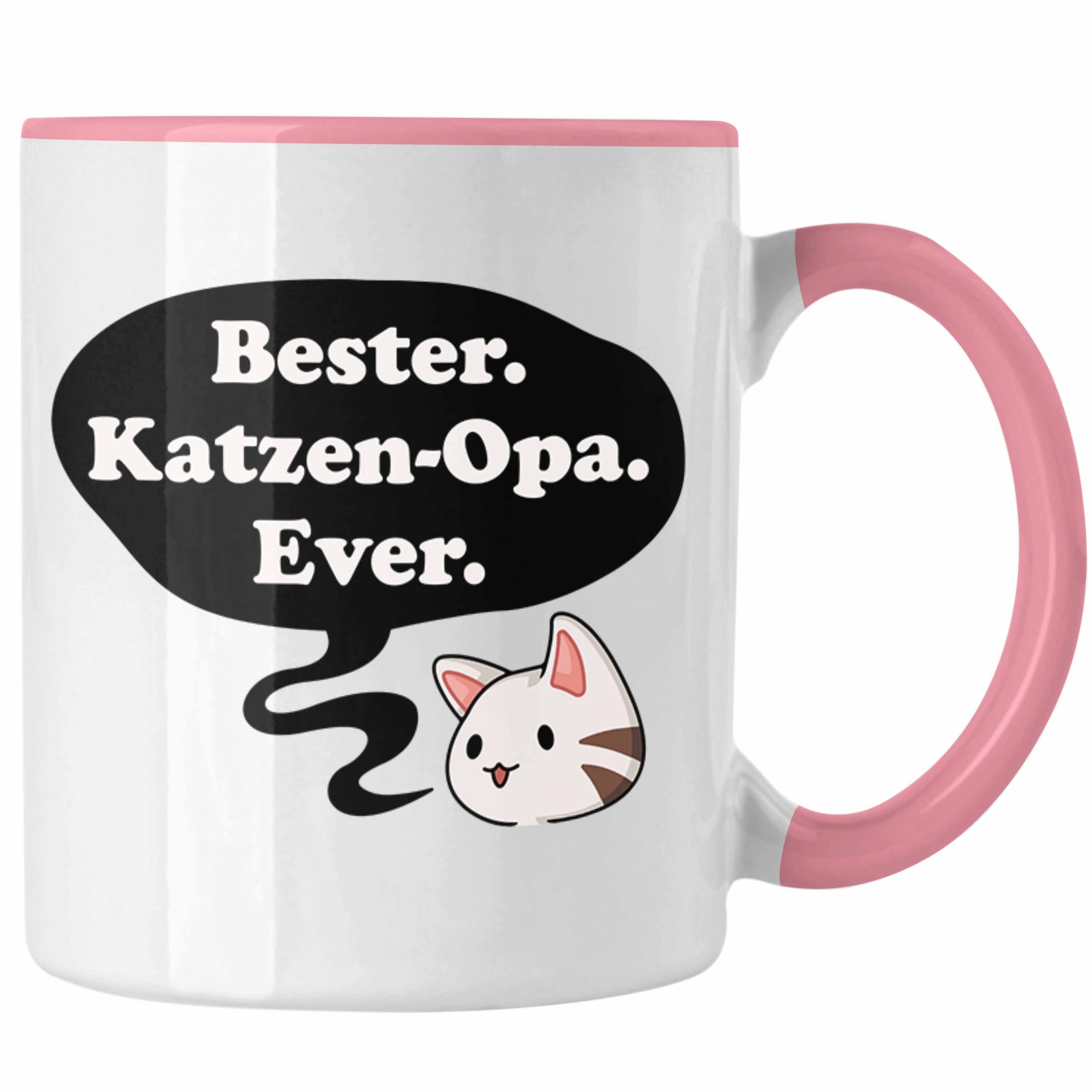 Trendation Tasse Trendation - Lustige Tasse Opa Geschenke Großvater Vatertag Geburtstag Kaffeetasse mit Spruch für Opa Katzen Katzenbesitzer Rosa