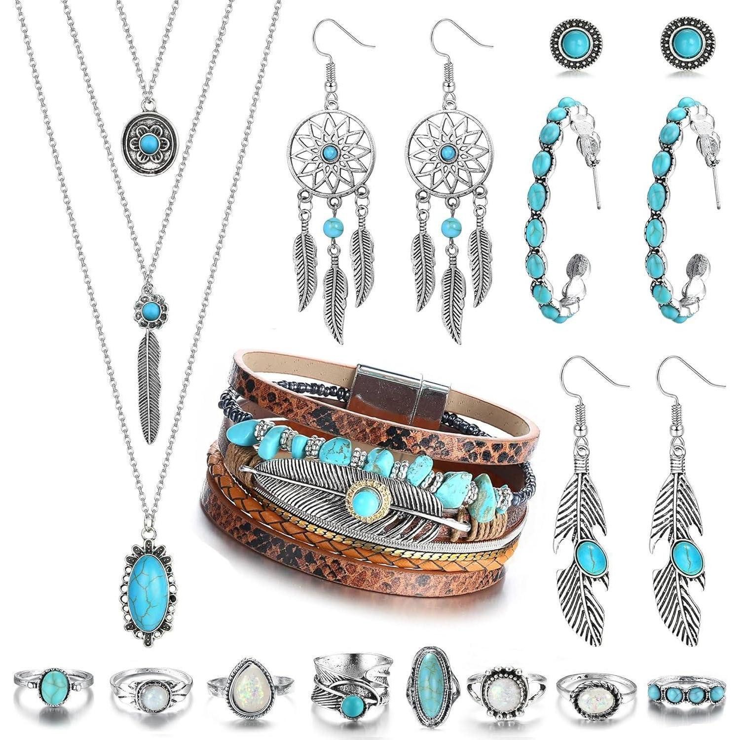 LuxusKollektion Schmuckset Bohemian Türkis Schmuck Set günstig online kaufen