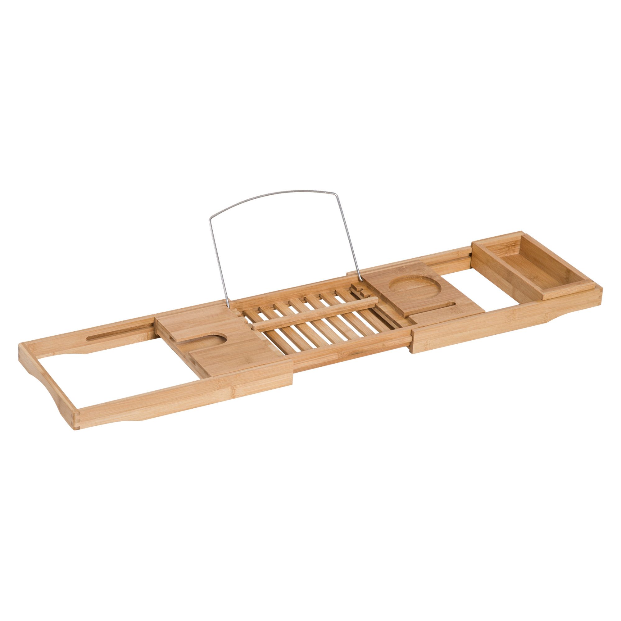 Badewannenablage Bambus Badewannenbrücke verstellbar 70-105x21,8x5cm
