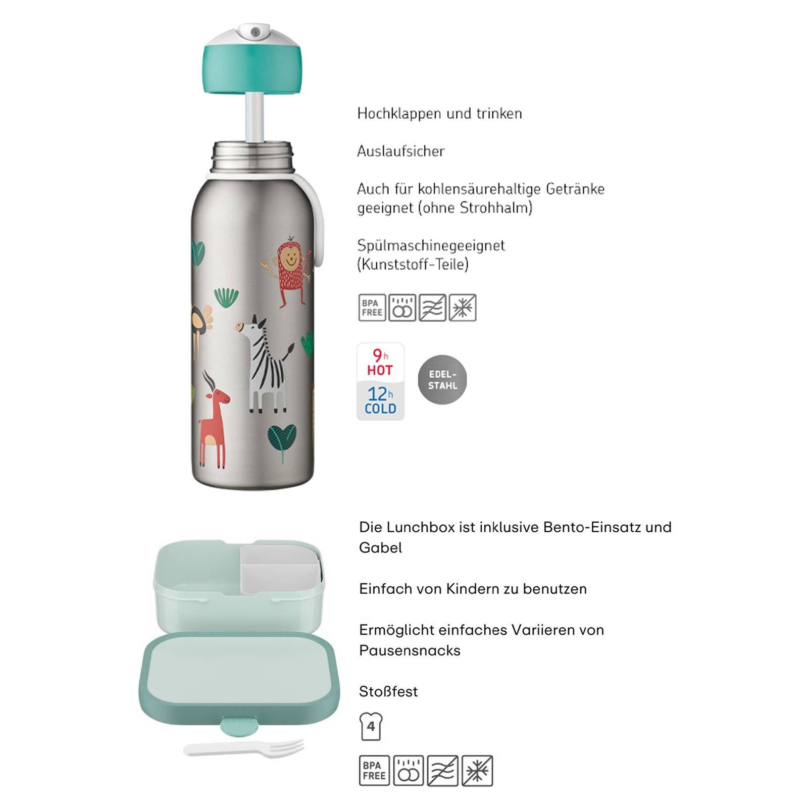 Mepal Lunchbox Campus Lunchset mit Thermoflasche 2er Set, Material-Mix, (2-tlg), Spülmaschinengeeignet