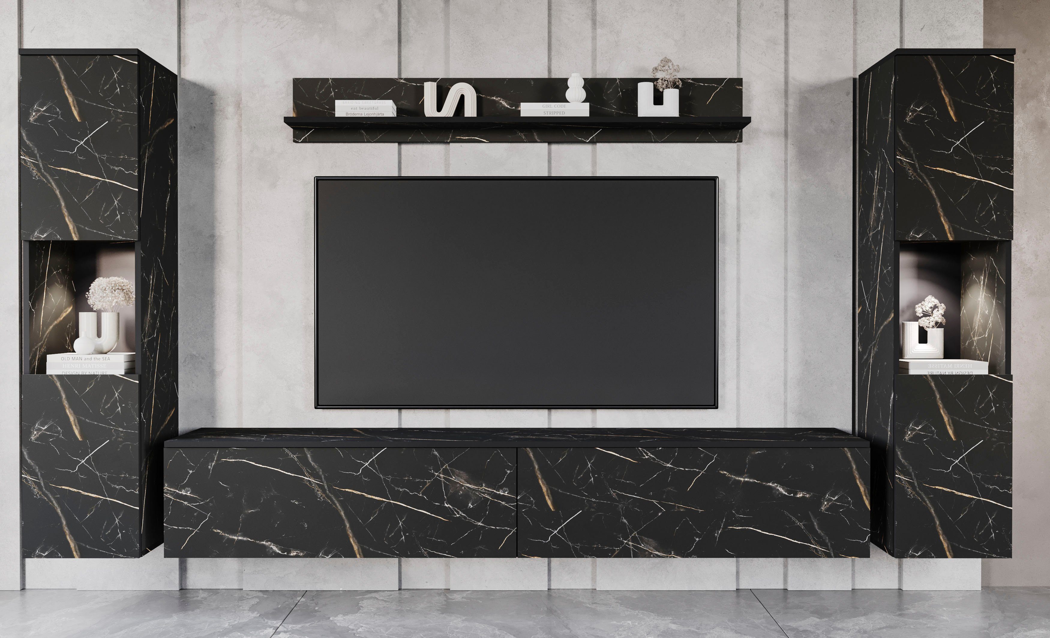 INOSIGN Wohnwand PARIS, Vitrine Türanschlag links/rechts wechselbar, (Kompl günstig online kaufen