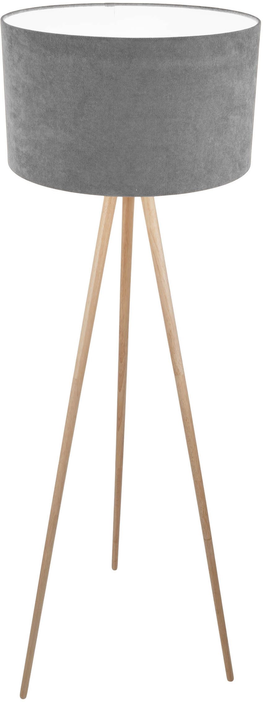 OTTO home Stehlampe Torell - Dreibein Stehleuchte, Textil, Dreibein Holz, exkl. LM E27, Leinen oder Cord, Textilschirm