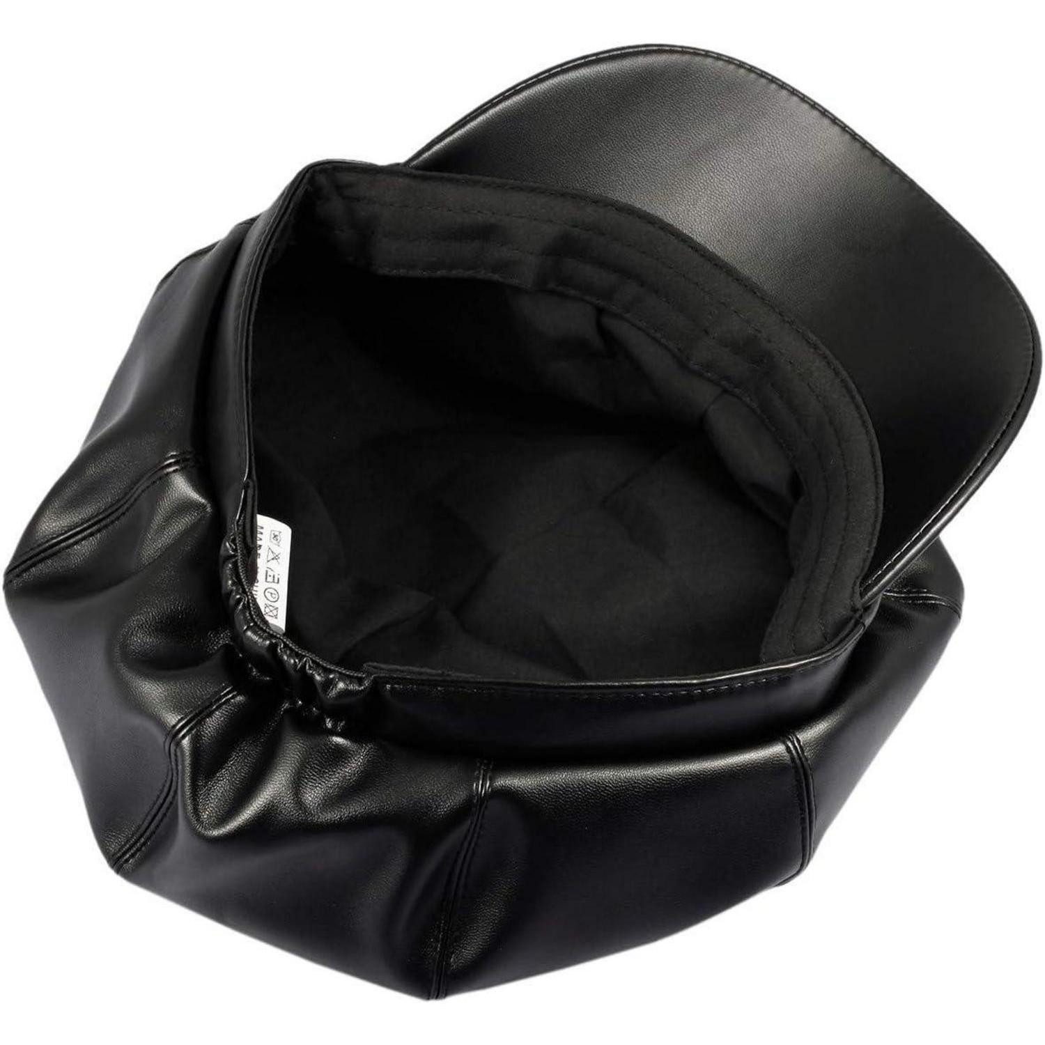 LuxusKollektion Baskenmütze Damen PU Leder Barett Hut 8 Panels Newsboy Schirmmütze Schwarz