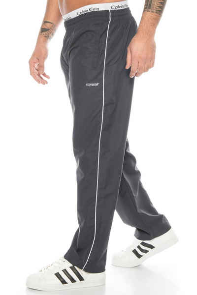 Kendindza Collection Jogginghose Kurzgröße Sport-Hose Jogging-Hose Polyester Trainingshose Lang Elastischer Gummibund mit Tunnelzug Dehnbund, Streifen