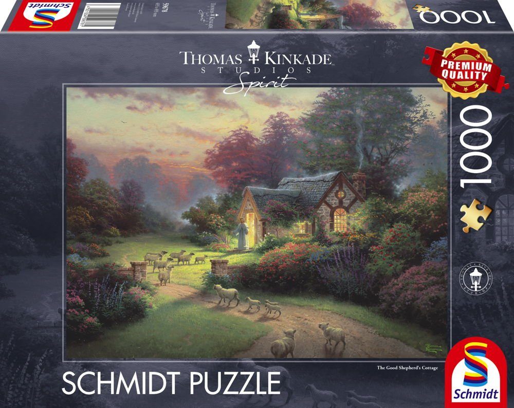 Schmidt Spiele Puzzle 1000 Teile Puzzle Thomas Kinkade Spirit Cottage des guten Hirten 59678, 1000 Puzzleteile