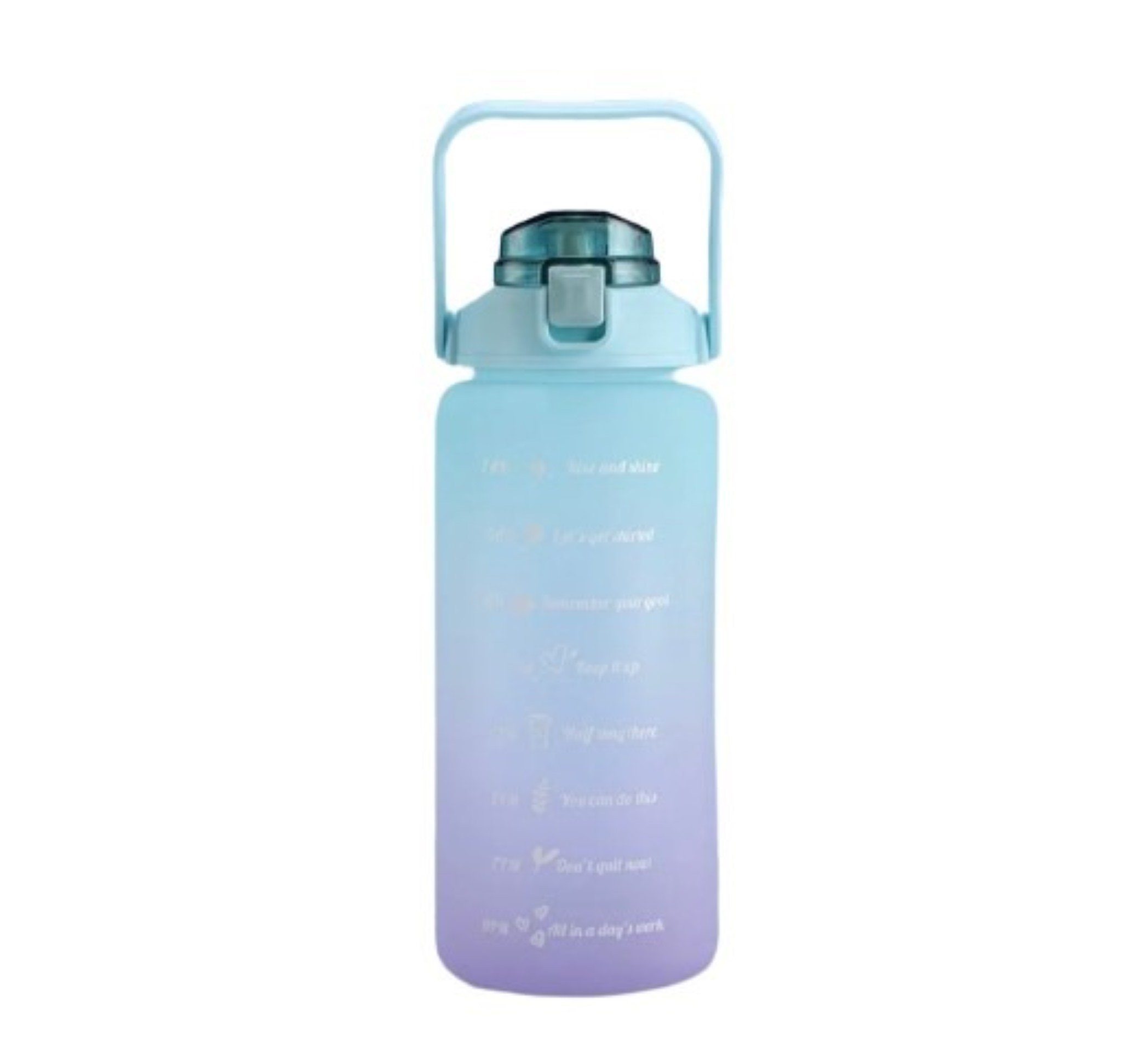 Botells Trinkflasche 2 Liter, Trinkmotivation mit Strohhalm, 2 Adapter, schöner Farbverlauf, BPA frei, geeignet für Camping, Reisen, Schule, Sport und Büro