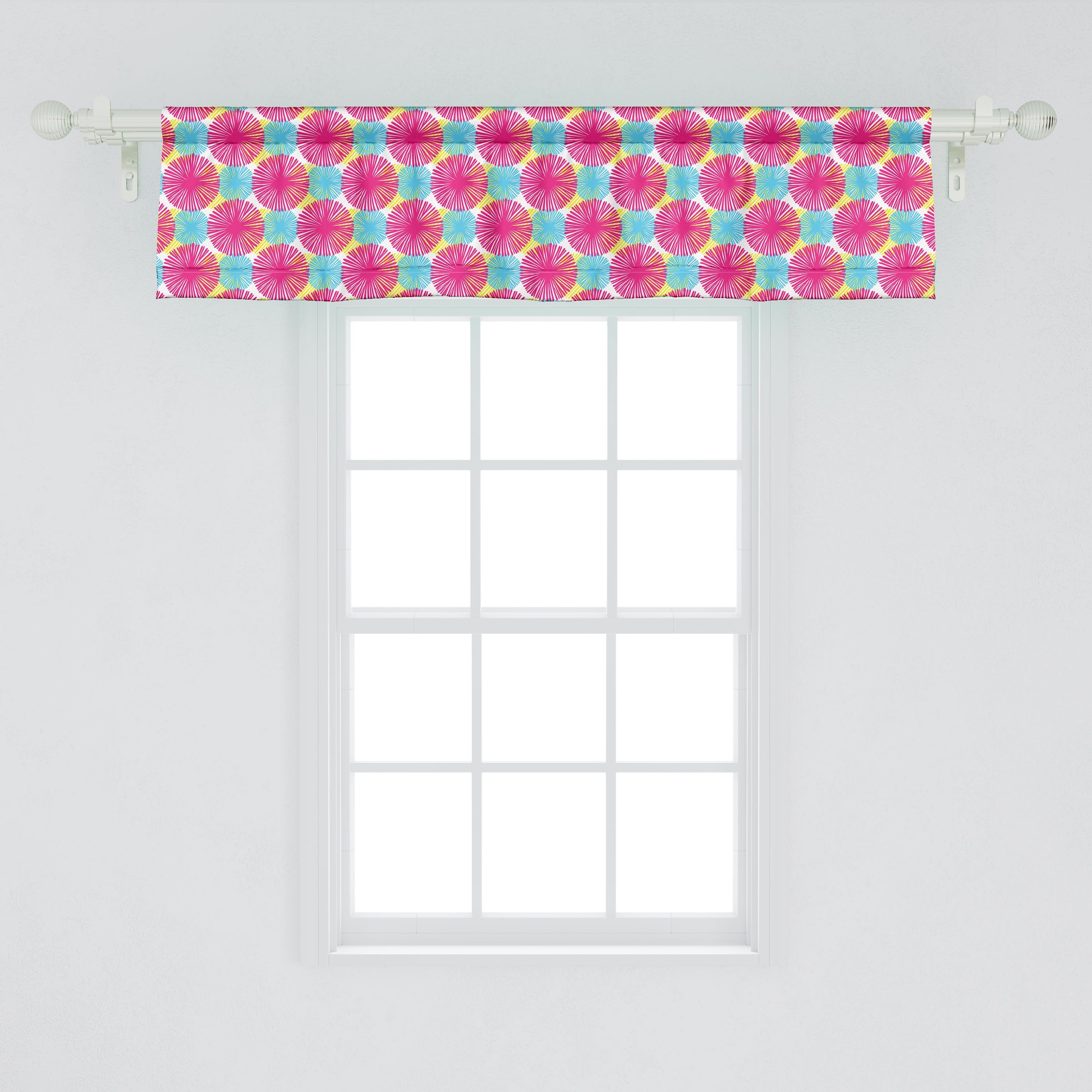 Scheibengardine Vorhang Volant für Küche und Abakuhaus, Blumen Stangentasche, mit Dekor energetische Schlafzimmer Frisch Microfaser, Sommer