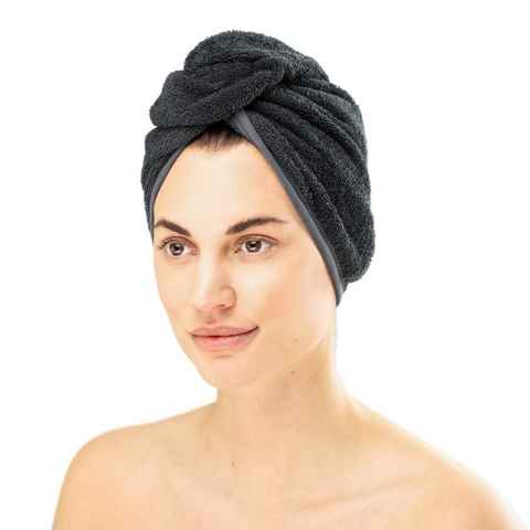 HOMELEVEL Turban-Handtuch Frottee Haarturban mit Knopf für Erwachsene aus 100% Baumwolle, (1-St)