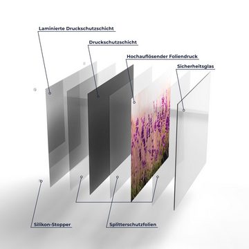 DEQORI Herdblende-/Abdeckplatte 'Lavendelblüten im Regen', Glas, (1 tlg), Glas Herdabdeckplatte Ceranfeld Herd