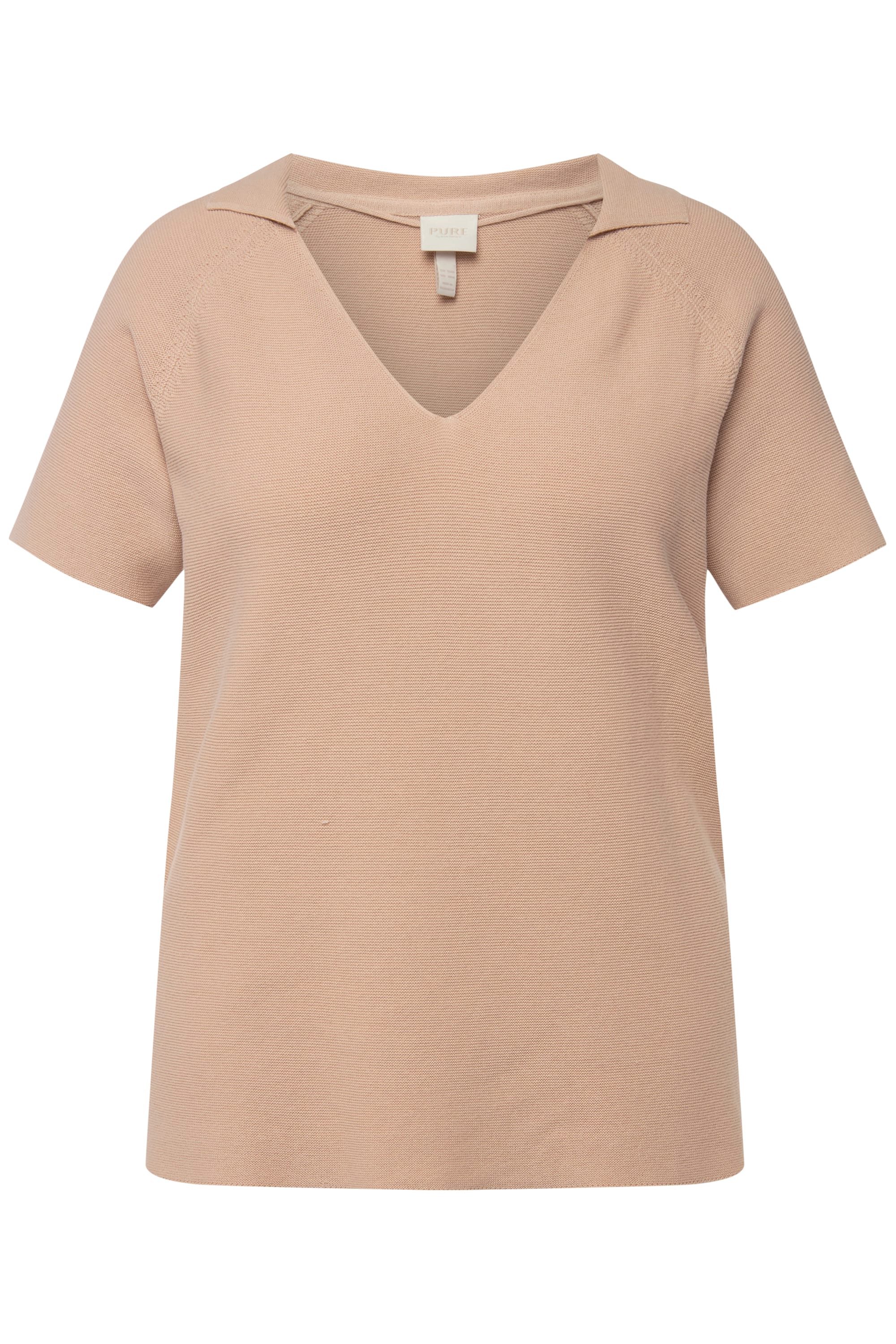 Ulla Popken Strickpullover Pullover Polokragen V-Ausschnitt günstig online kaufen