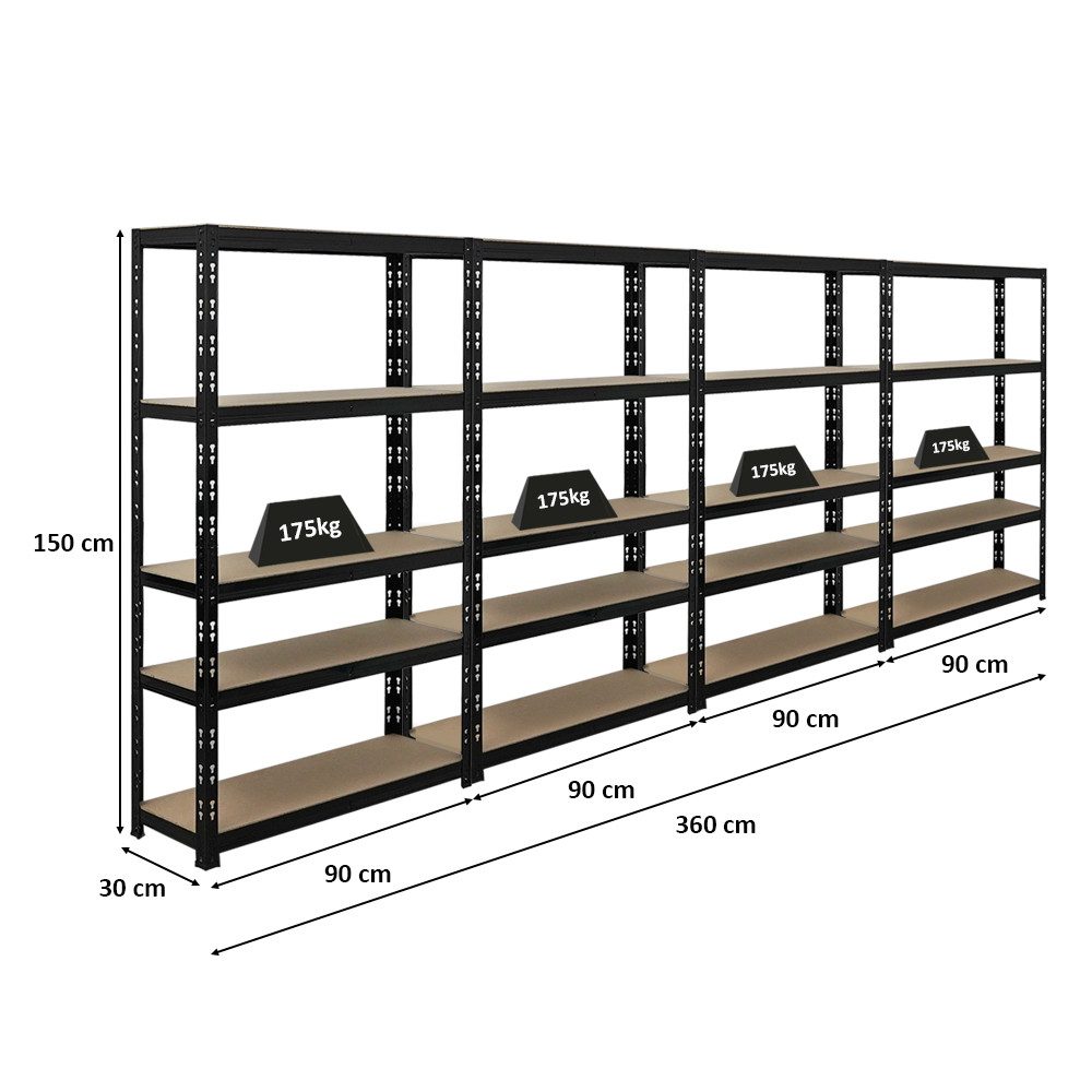 PROREGAL® Schwerlastregal MegaDeal 4 Stück APOLLO 150x90x30cm Fachlast 175k günstig online kaufen