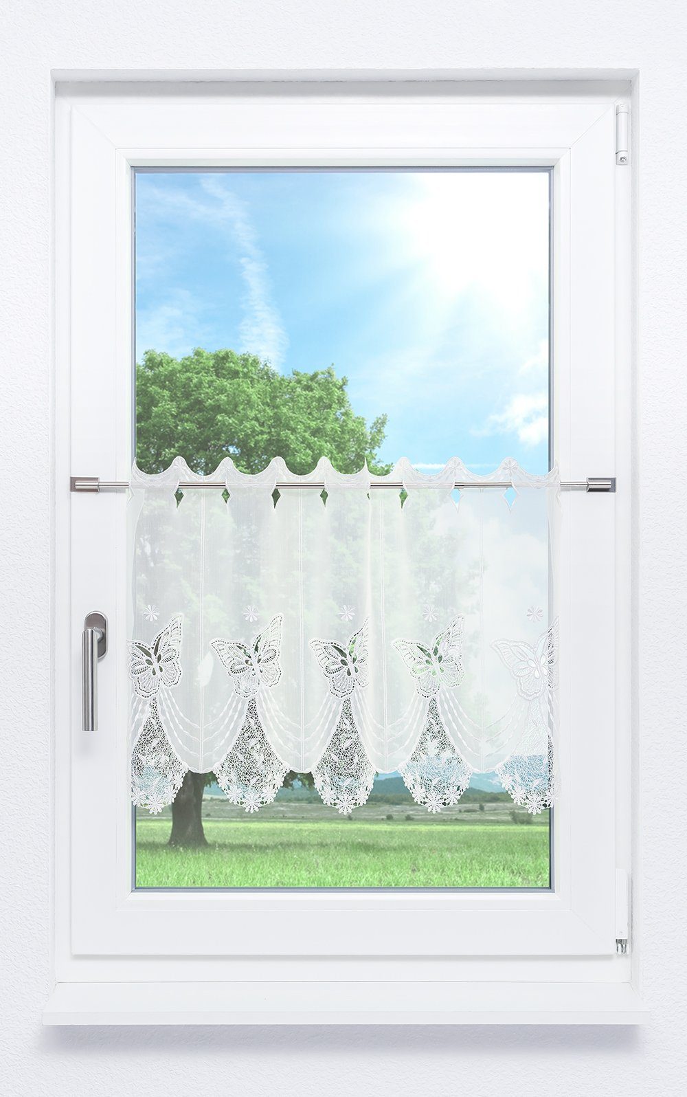 (1 Scheibengardine 47x48cm HxB Spitze®, St), transparent, Tamar, Plauener