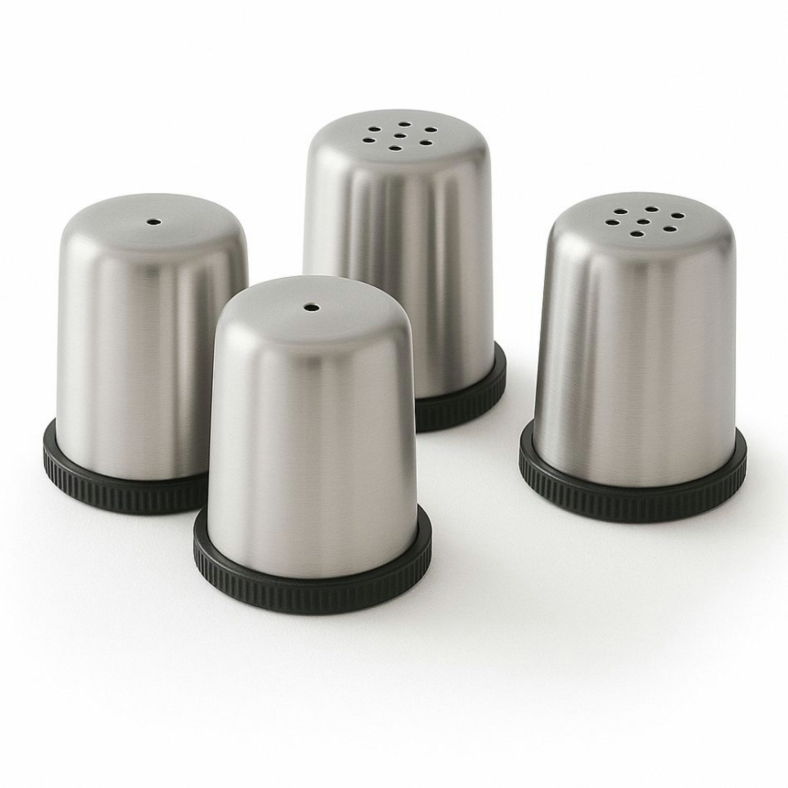 Koopman Salz- / Pfefferstreuer Edelstahl 9 x 4,5 cm 4 Tlg. Set, (Set, 2-tlg), Edelstahl, je 50ml, 4x5cm, 4 Streuer, Schlicht