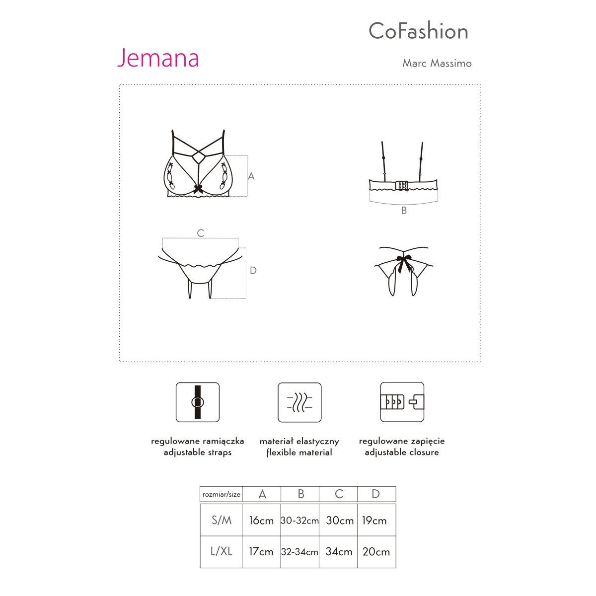 CoFashion Lingerie Set: Fullcup-BH CF Jemana set schwarz - (L/XL,S/M)
